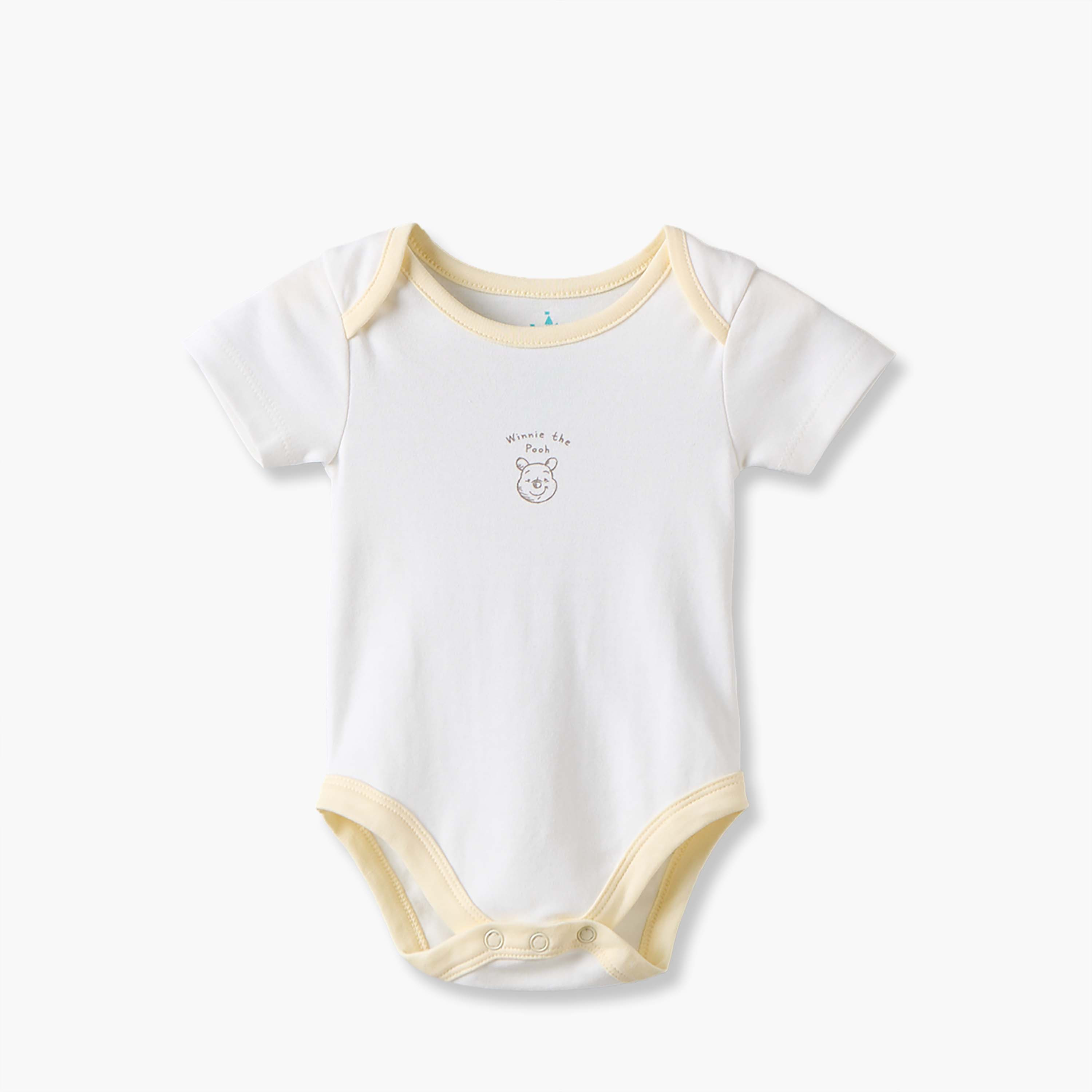 Pack of 4 Disney Cotton Round Neck Short Sleeves Bodysuit with Winnie the Pooh Print-baby-girls-clothing-bodysuits-image-7