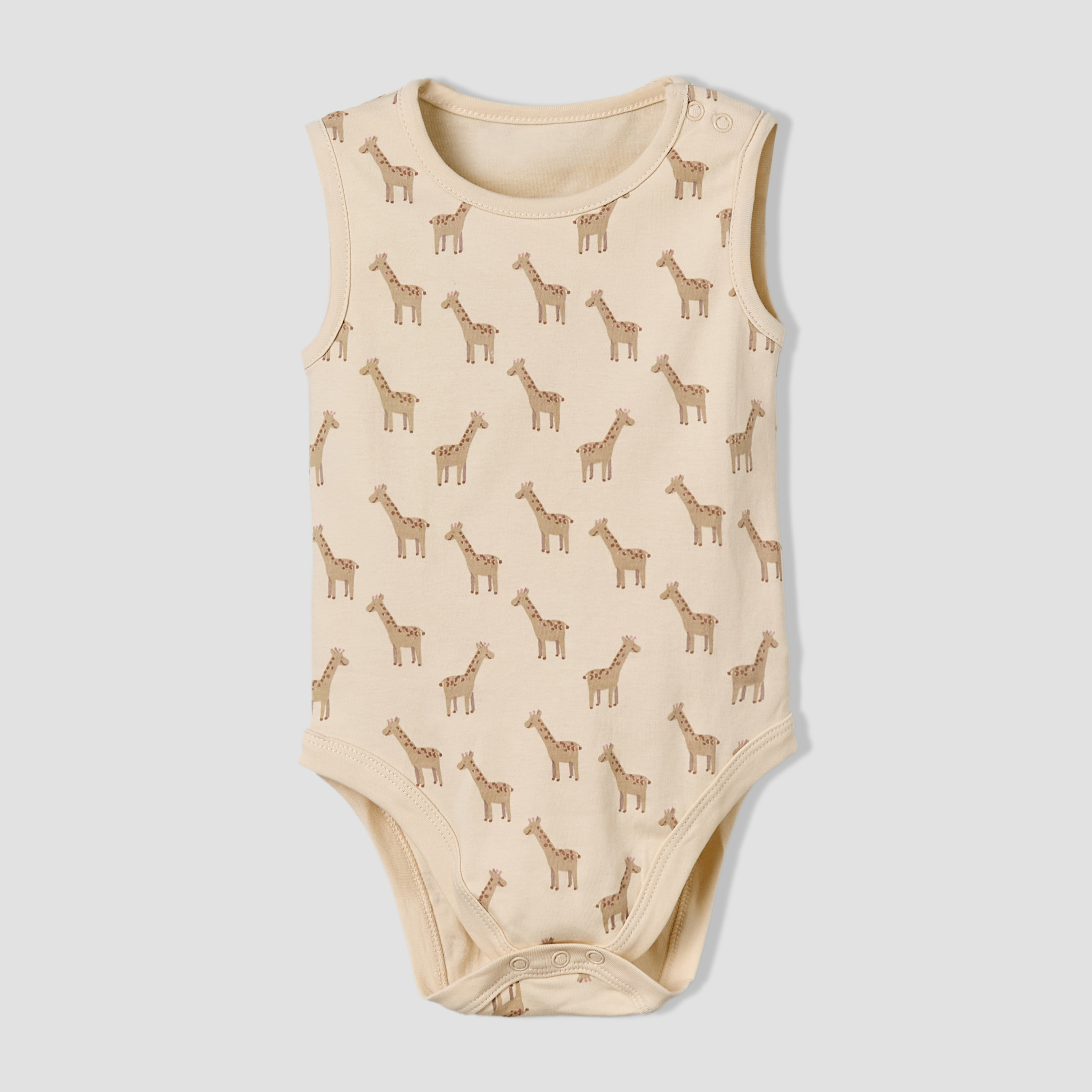 Pack of 5 Juniors Cotton Round Neck Sleeveless Bodysuit with Giraffe Print-baby-boys-clothing-bodysuits-image-5