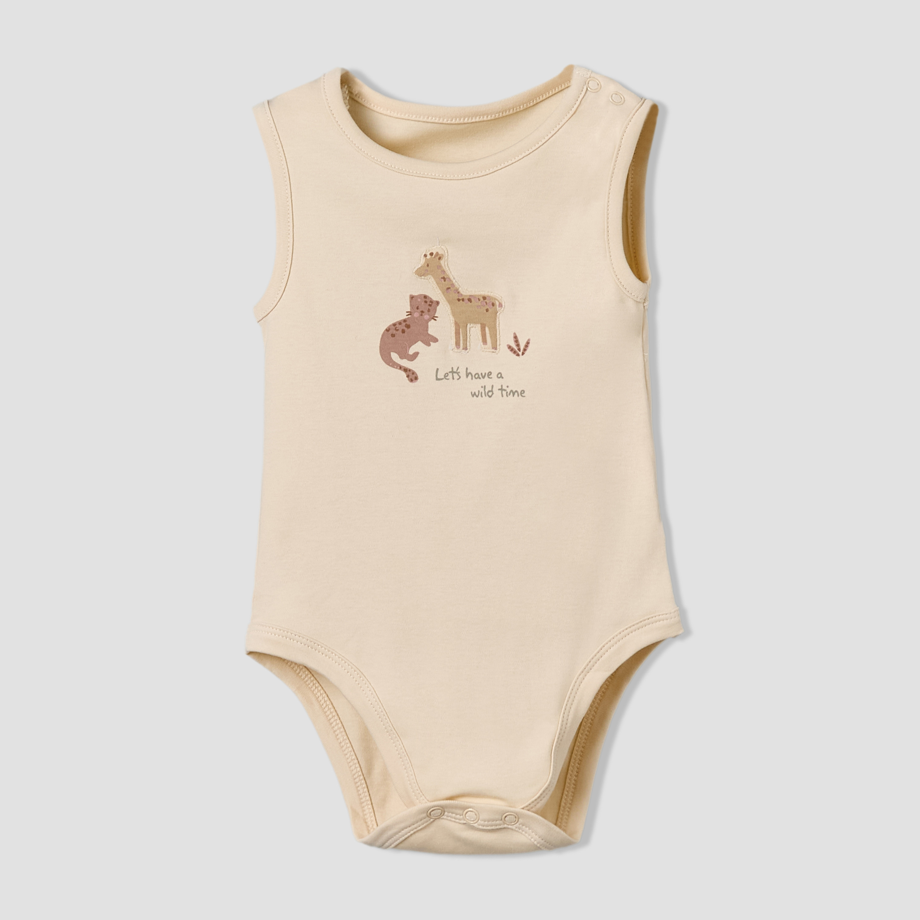 Pack of 5 Juniors Cotton Round Neck Sleeveless Bodysuit with Giraffe Print-baby-boys-clothing-bodysuits-image-7