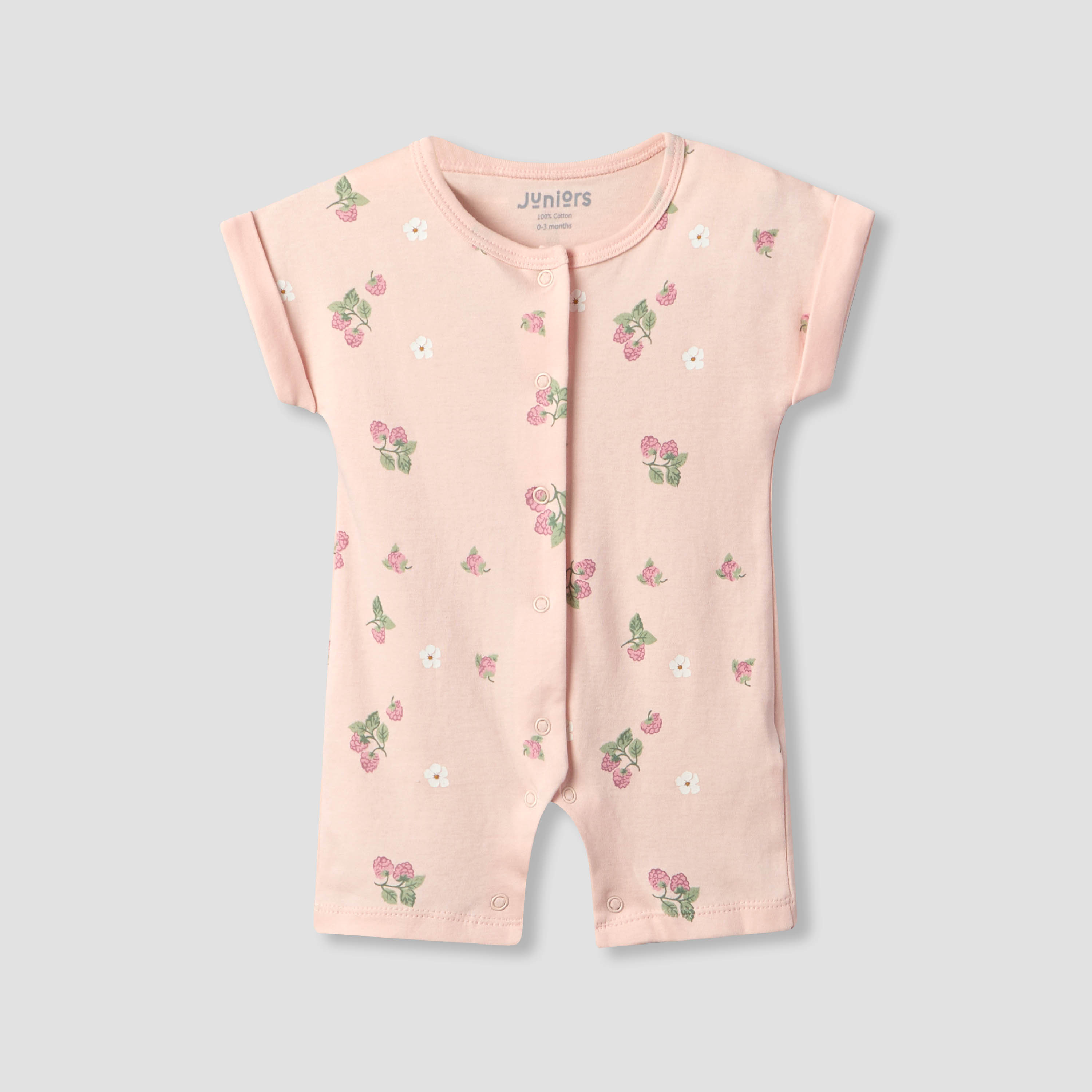 Pack of 3 Juniors Crew Neck Short Sleeves Romper with Assorted Print-baby-girls-clothing-rompers-image-4