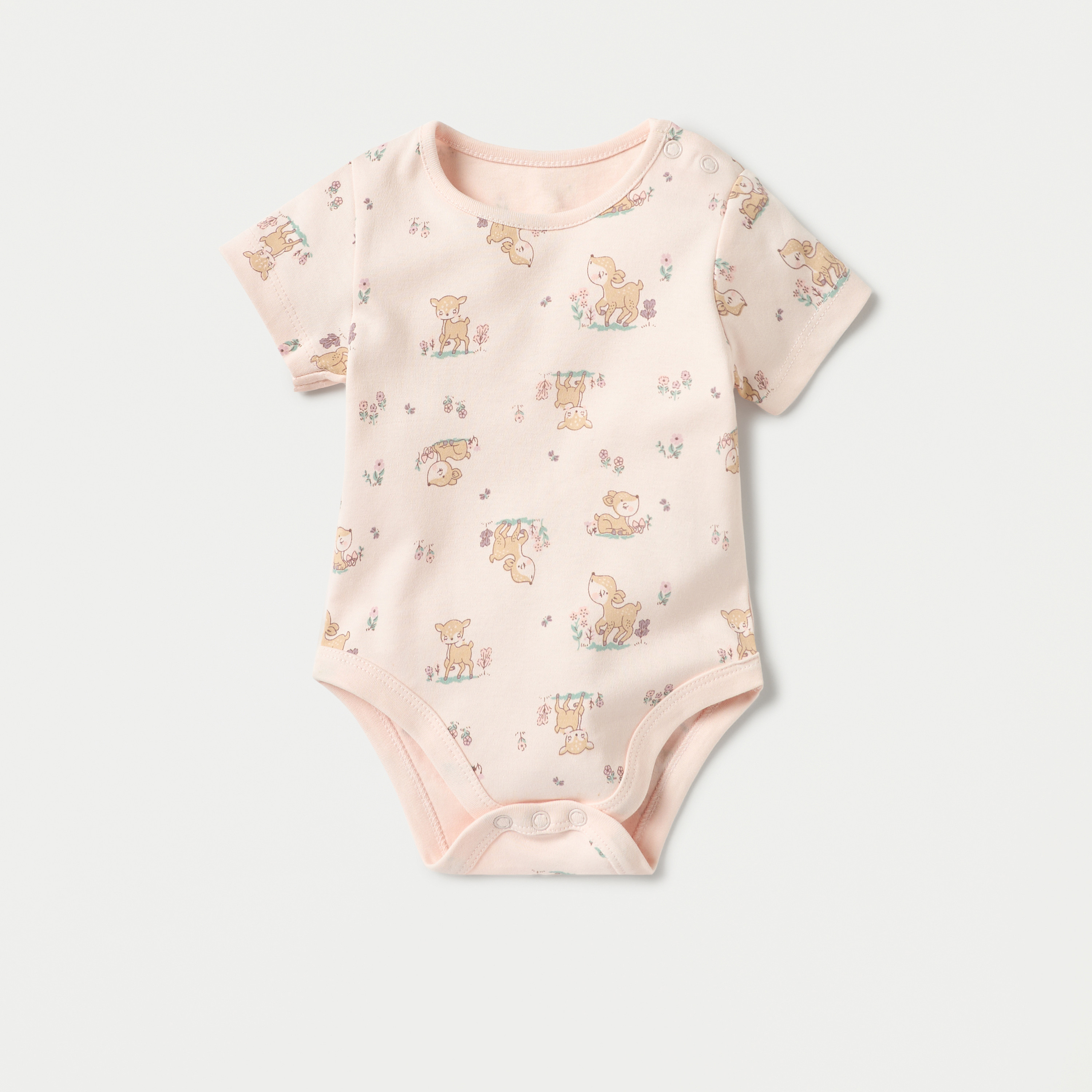 Juniors Printed Bodysuit with Short Sleeves and Button Closure - Set of 5-baby-girls-clothing-bodysuits-image-2