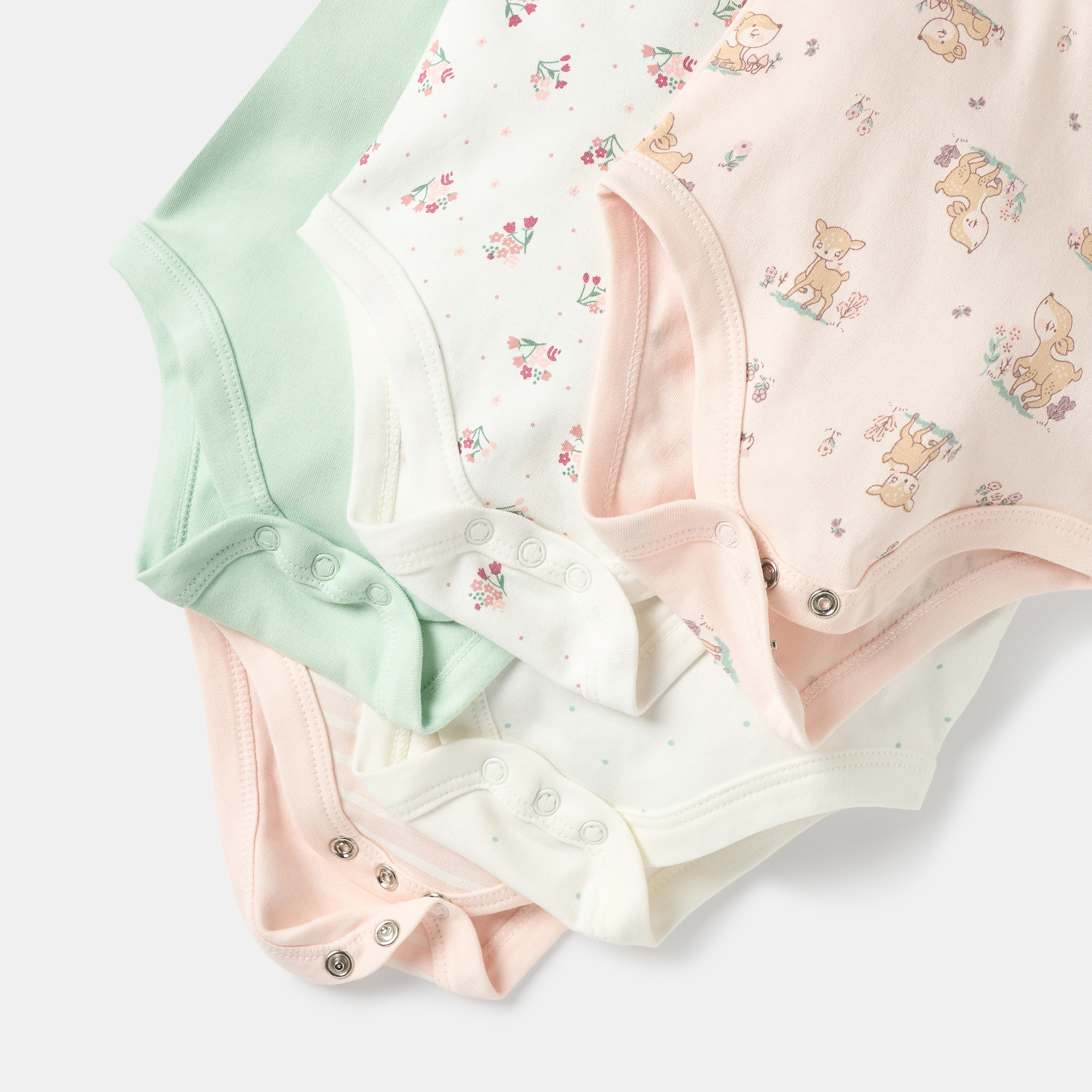 Juniors Printed Bodysuit with Short Sleeves and Button Closure - Set of 5-baby-girls-clothing-bodysuits-image-4