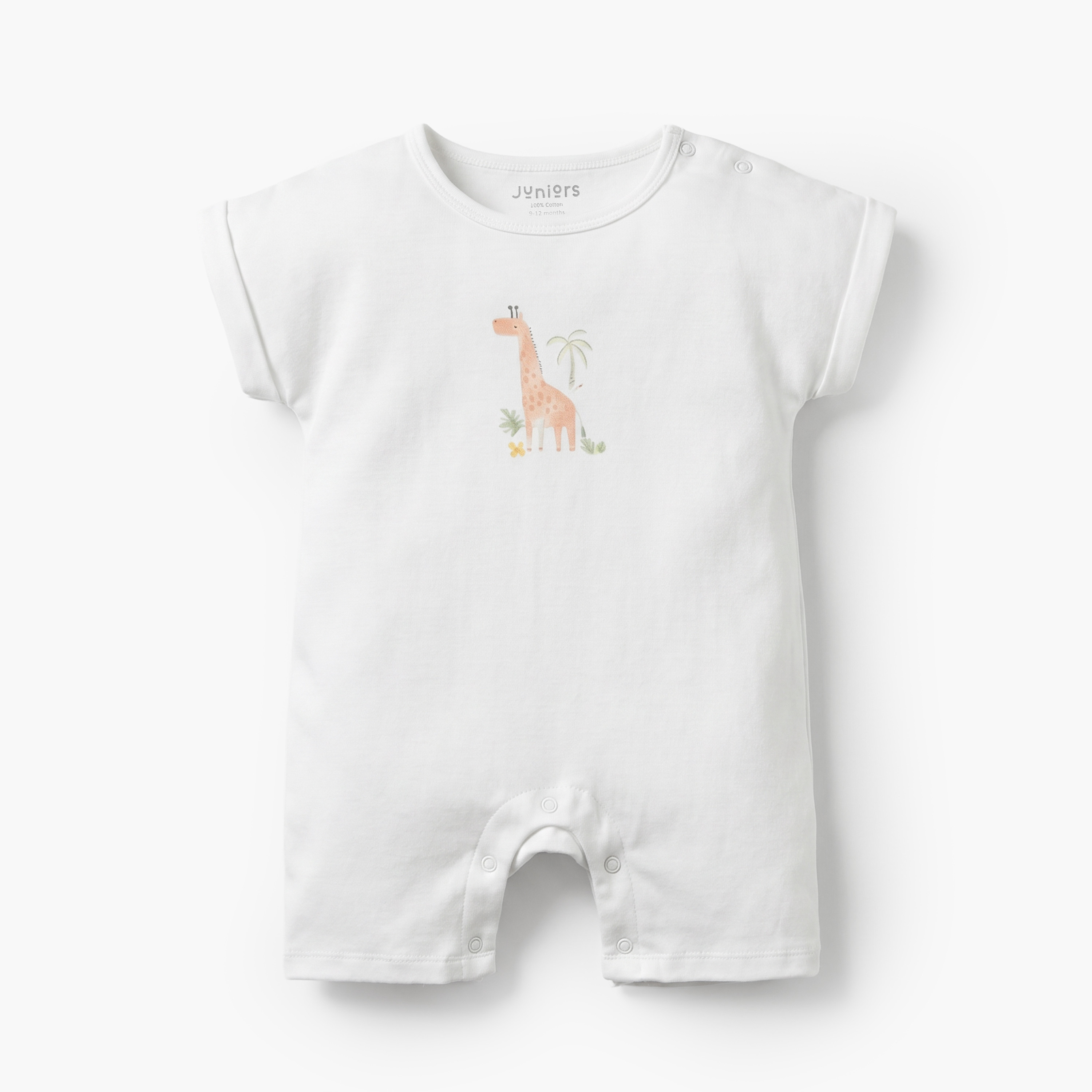 Pack of 3 Juniors Crew Neck Short Sleeves Rompers with Safari Print-baby-girls-clothing-rompers-image-5