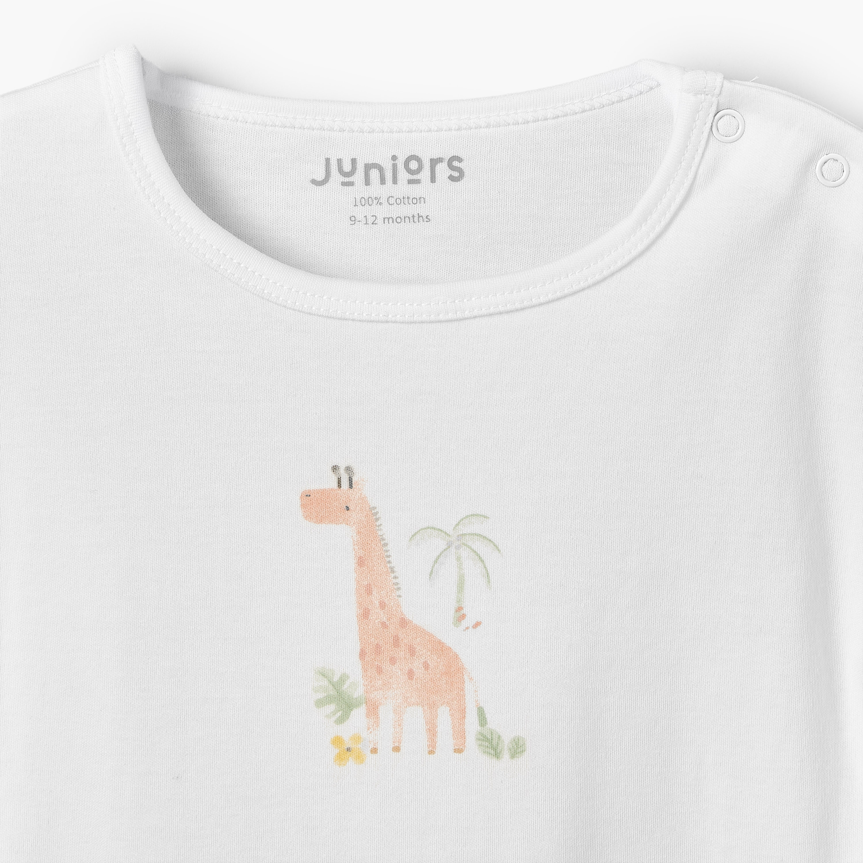 Pack of 3 Juniors Crew Neck Short Sleeves Rompers with Safari Print-baby-girls-clothing-rompers-image-7