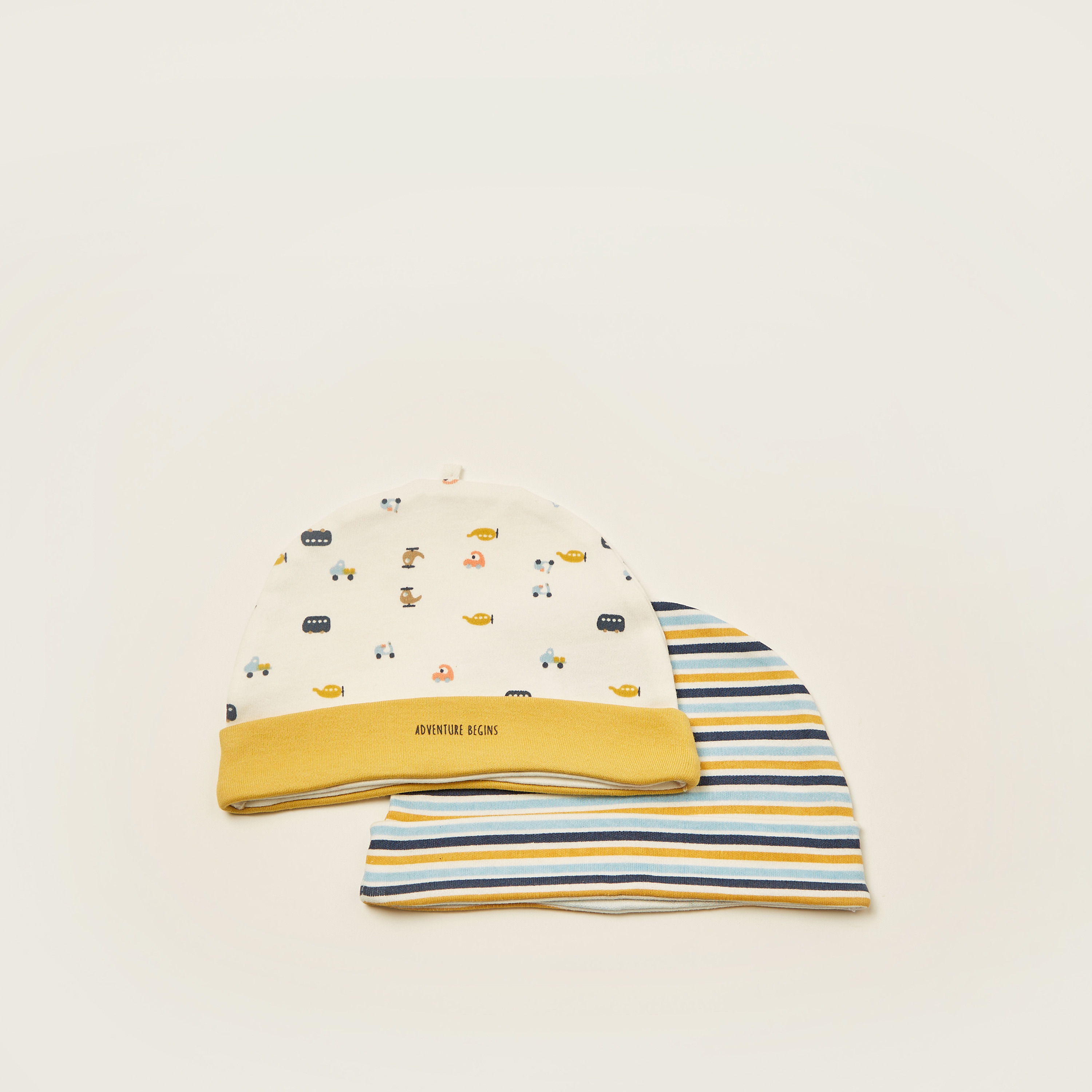 Juniors Printed Beanie - Set of 2-baby-boys-accessories-caps-image-1