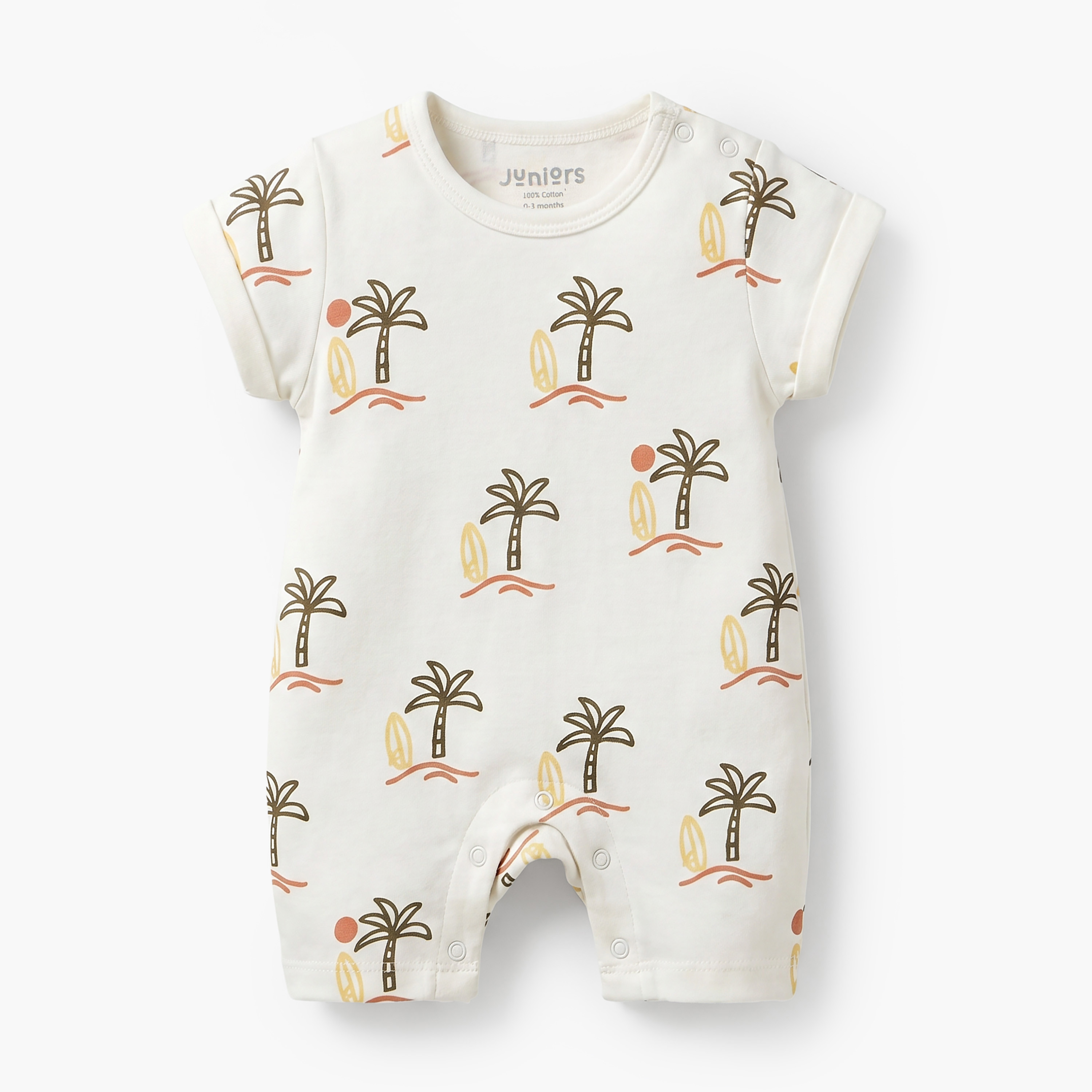 Pack of 3 Juniors Round Neck Short Sleeves Romper with Snap Button Closure-baby-boys-clothing-rompers-image-4