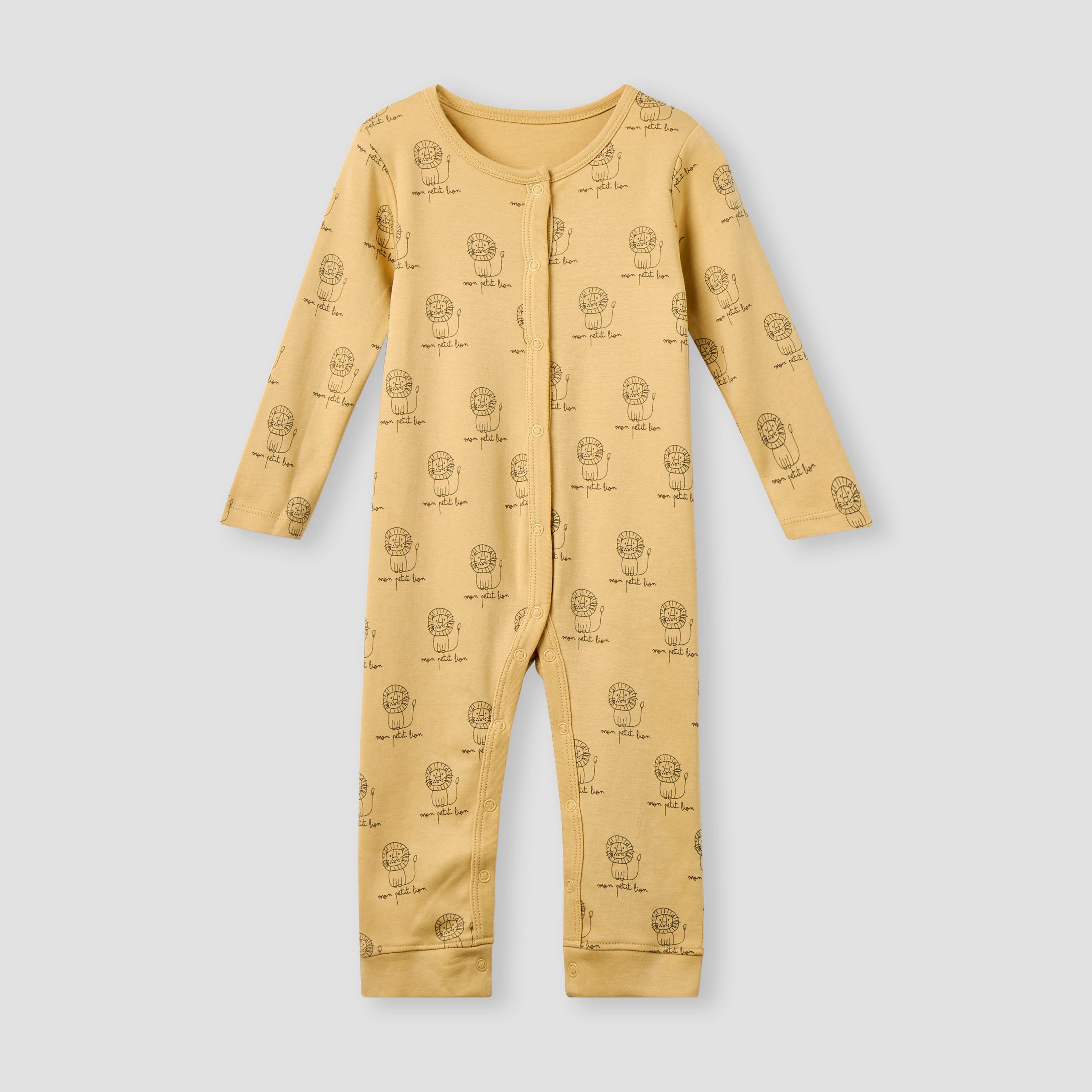 Juniors Printed Sleepsuit with Long Sleeves and Button Closure - Set of 3-baby-girls-clothing-nightwear-sleepsuits-image-4