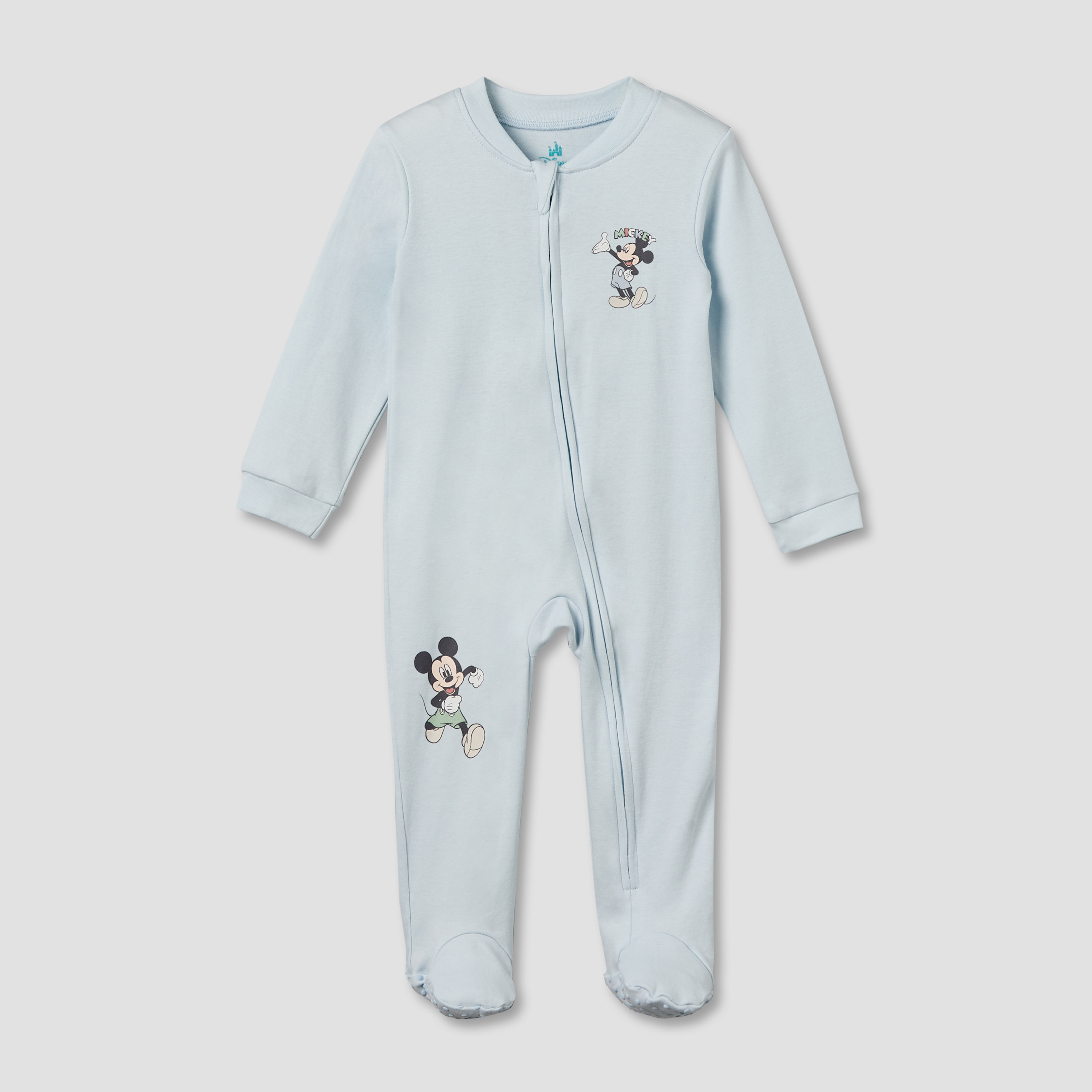 Pack of 3 Disney Cotton Mandarin Collar Long Sleeve Sleepsuit with Mickey Mouse Print-baby-boys-clothing-nightwear-sleepsuits-image-3