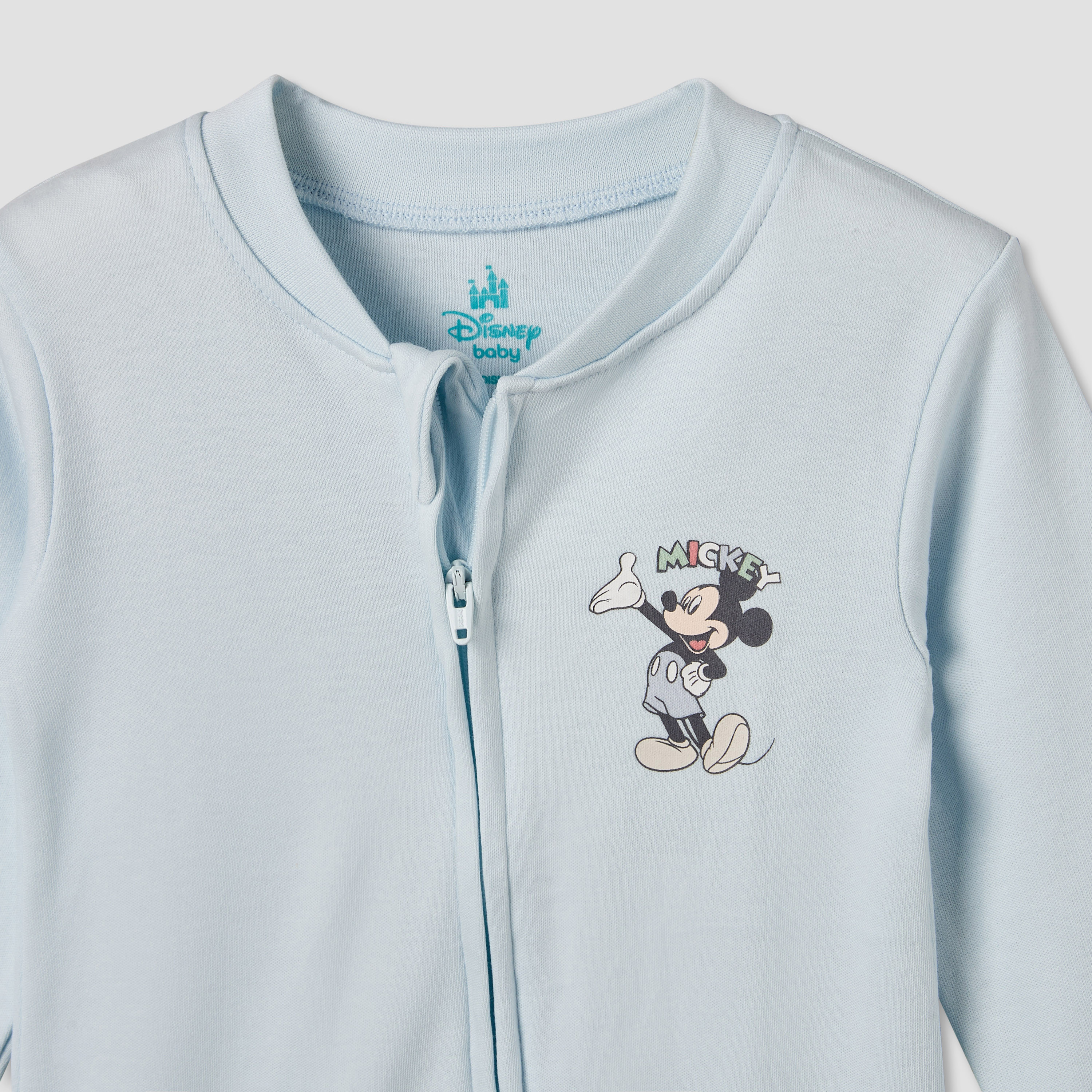 Pack of 3 Disney Cotton Mandarin Collar Long Sleeve Sleepsuit with Mickey Mouse Print-baby-boys-clothing-nightwear-sleepsuits-image-7