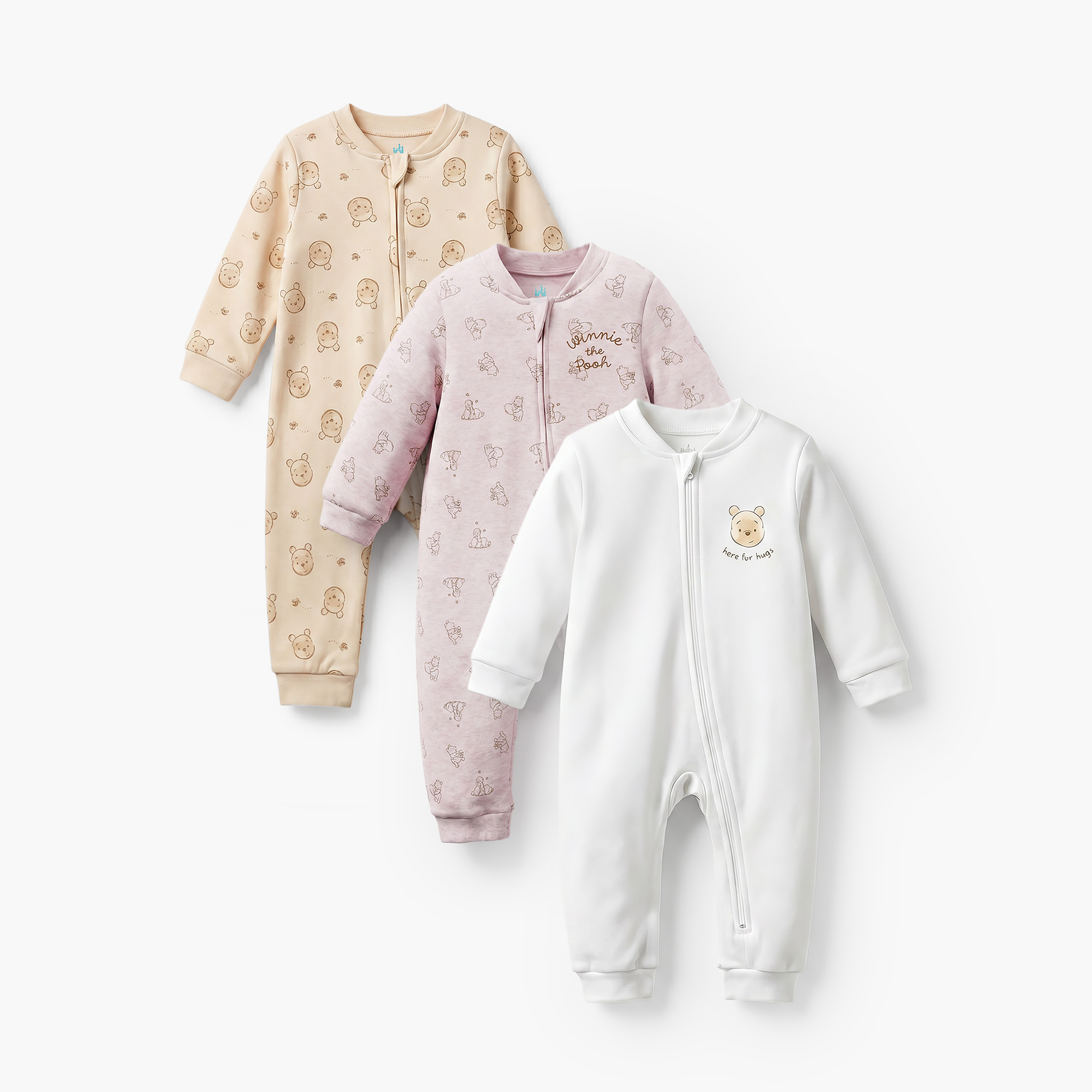 Pack of 3 Disney Cotton Mandarin Collar Long Sleeves Sleepsuit with Winnie the Pooh Print-baby-boys-clothing-nightwear-sleepsuits-image-1