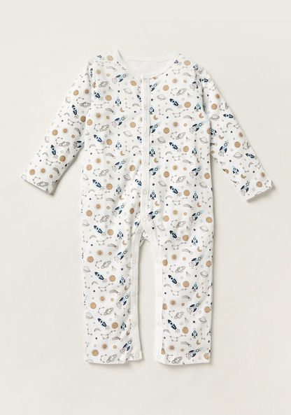 Juniors Printed Open Feet Sleepsuit with Long Sleeves - Set of 3-Sleepsuits-image-3