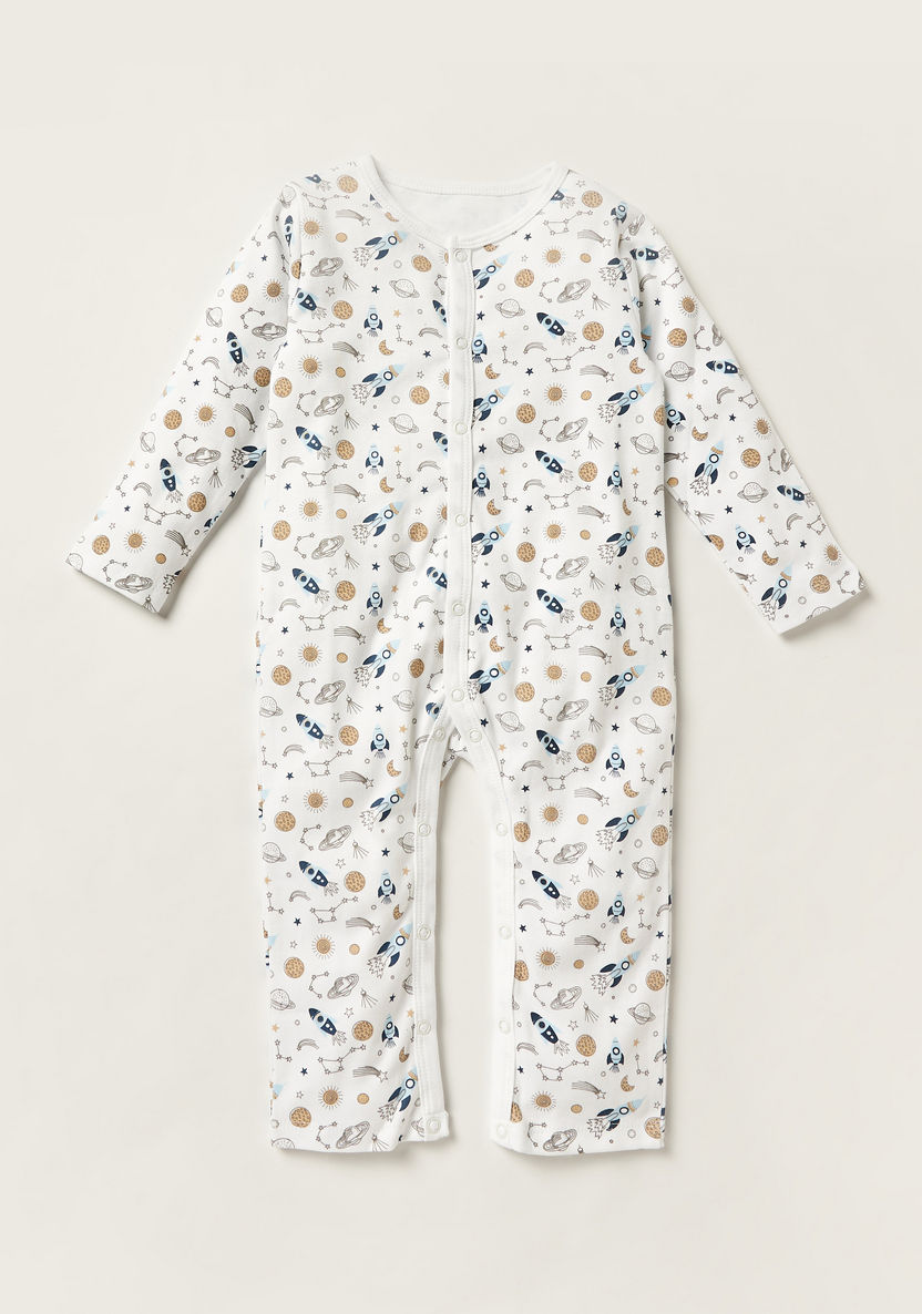 Juniors Printed Open Feet Sleepsuit with Long Sleeves - Set of 3-Sleepsuits-image-3