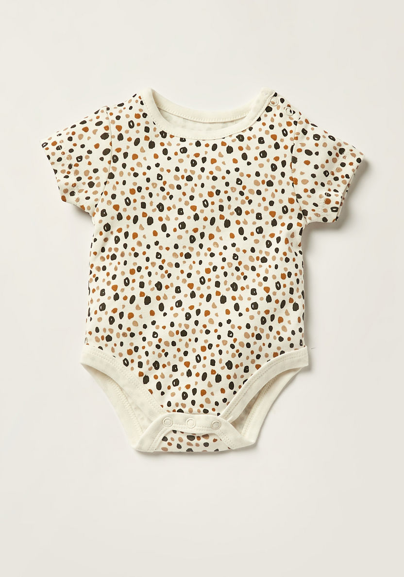 Juniors Printed Bodysuit with Short Sleeves and Snap Button Closure - Set of 5-Bodysuits-image-1