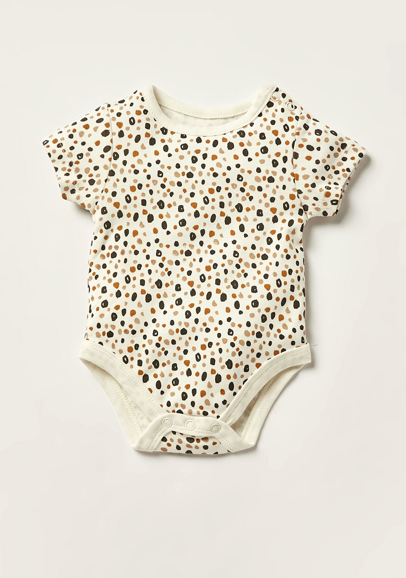 Juniors Printed Bodysuit with Short Sleeves and Snap Button Closure - Set of 5-Bodysuits-image-2