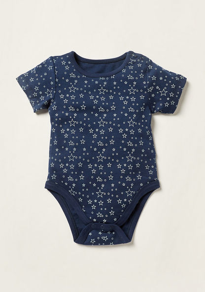 Juniors Printed Bodysuit with Short Sleeves and Snap Button Closure - Set of 5-Multipacks-image-3