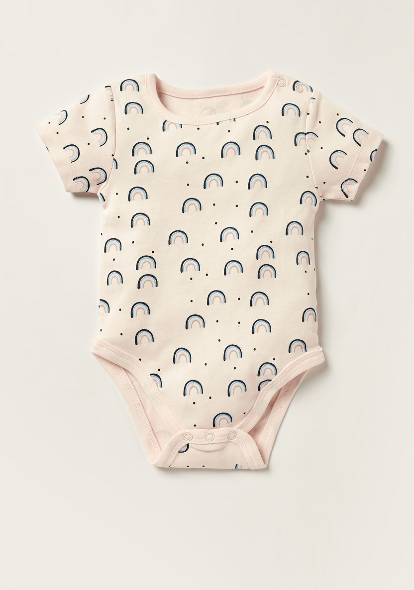 Juniors Printed Bodysuit with Short Sleeves and Snap Button Closure - Set of 5-Multipacks-image-1