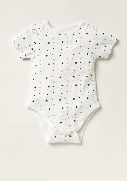 Juniors Printed Bodysuit with Short Sleeves and Snap Button Closure - Set of 5