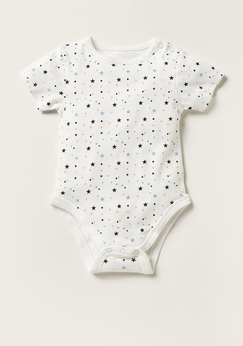 Juniors Printed Bodysuit with Short Sleeves and Snap Button Closure - Set of 5-Multipacks-image-5