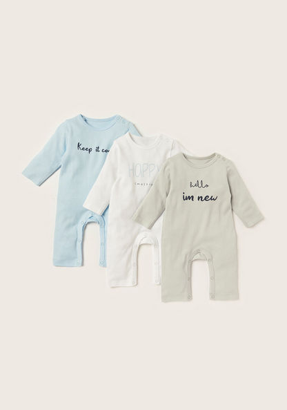 Juniors Printed Sleepsuit with Long Sleeves - Set of 3