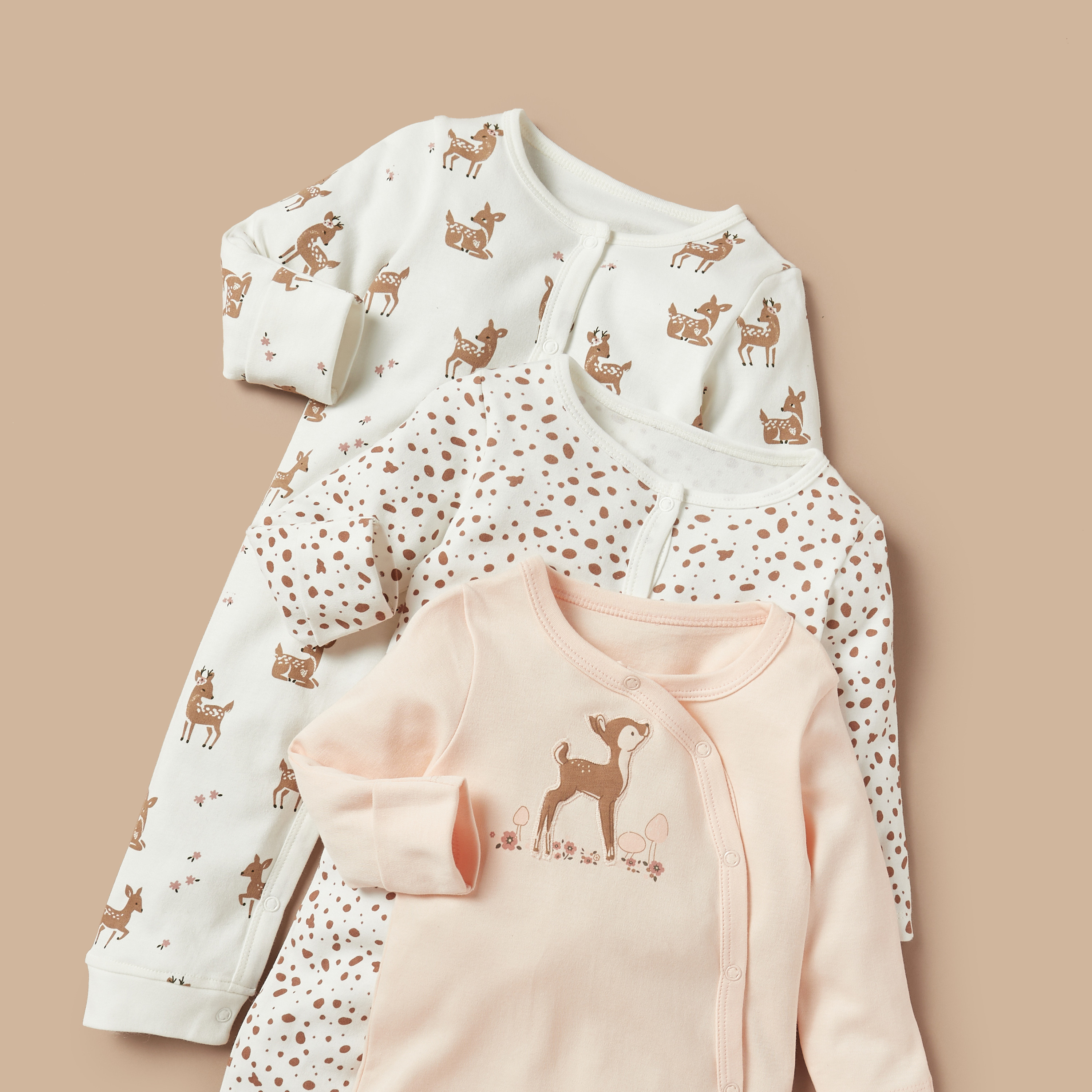 Juniors Deer Print Sleepsuit with Long Sleeves - Set of 3-promo_babyshop_Buy2for1025_KWT130126-image-5