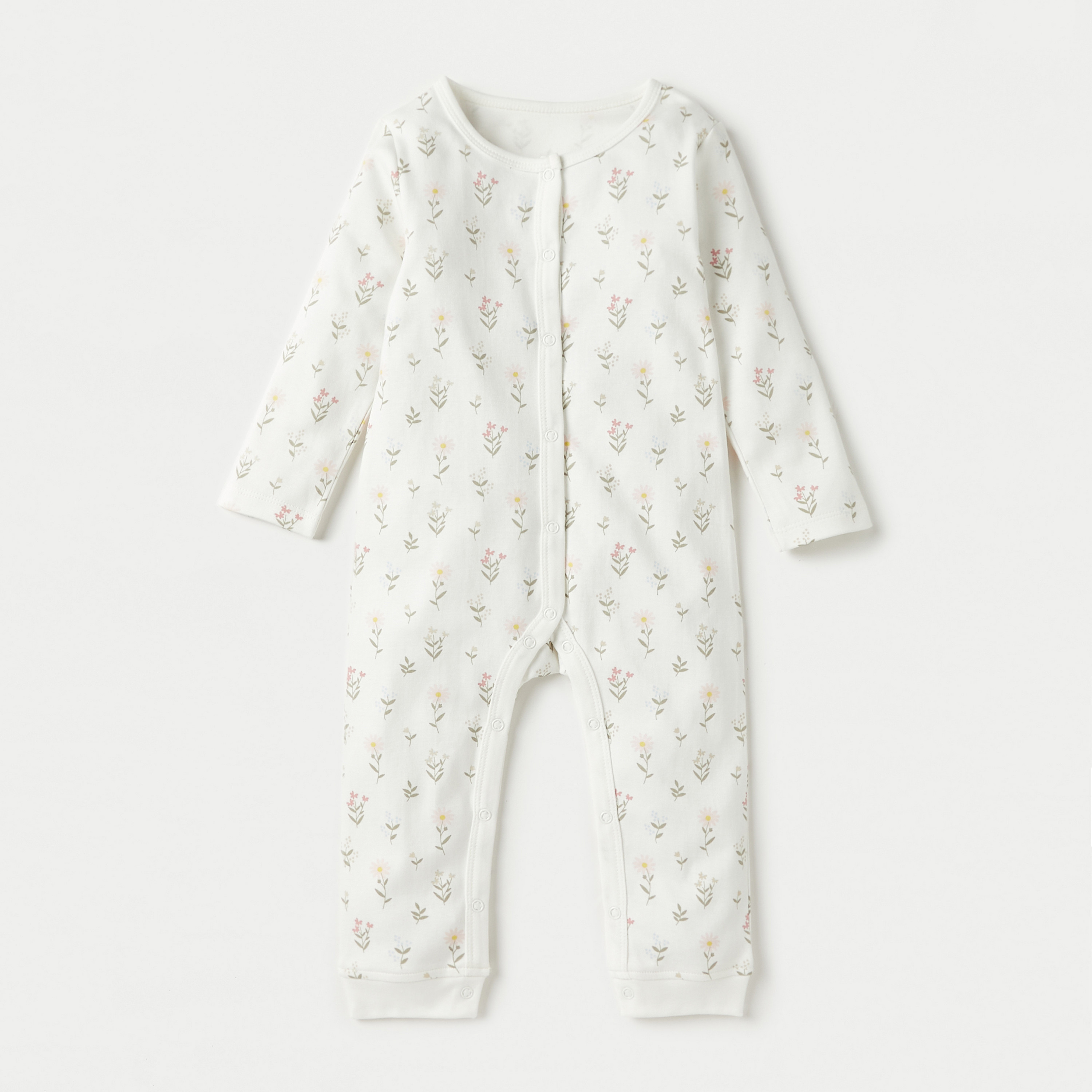 Juniors Floral Print Sleepsuit with Long Sleeves - Set of 3-baby-girls-clothing-nightwear-sleepsuits-image-3