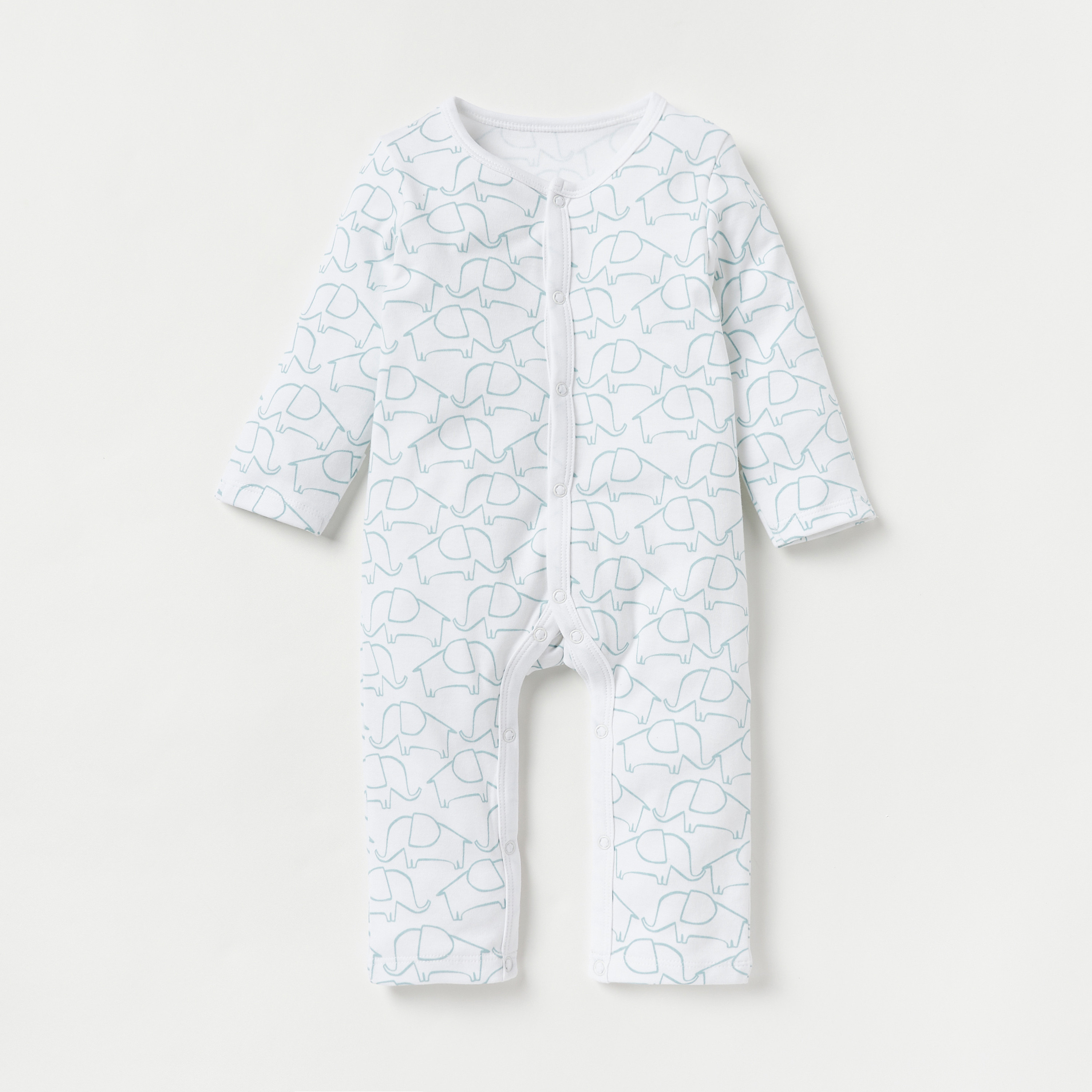 Juniors Elephant Print Sleepsuit with Long Sleeves - Set of 3-baby-boys-clothing-nightwear-sleepsuits-image-2
