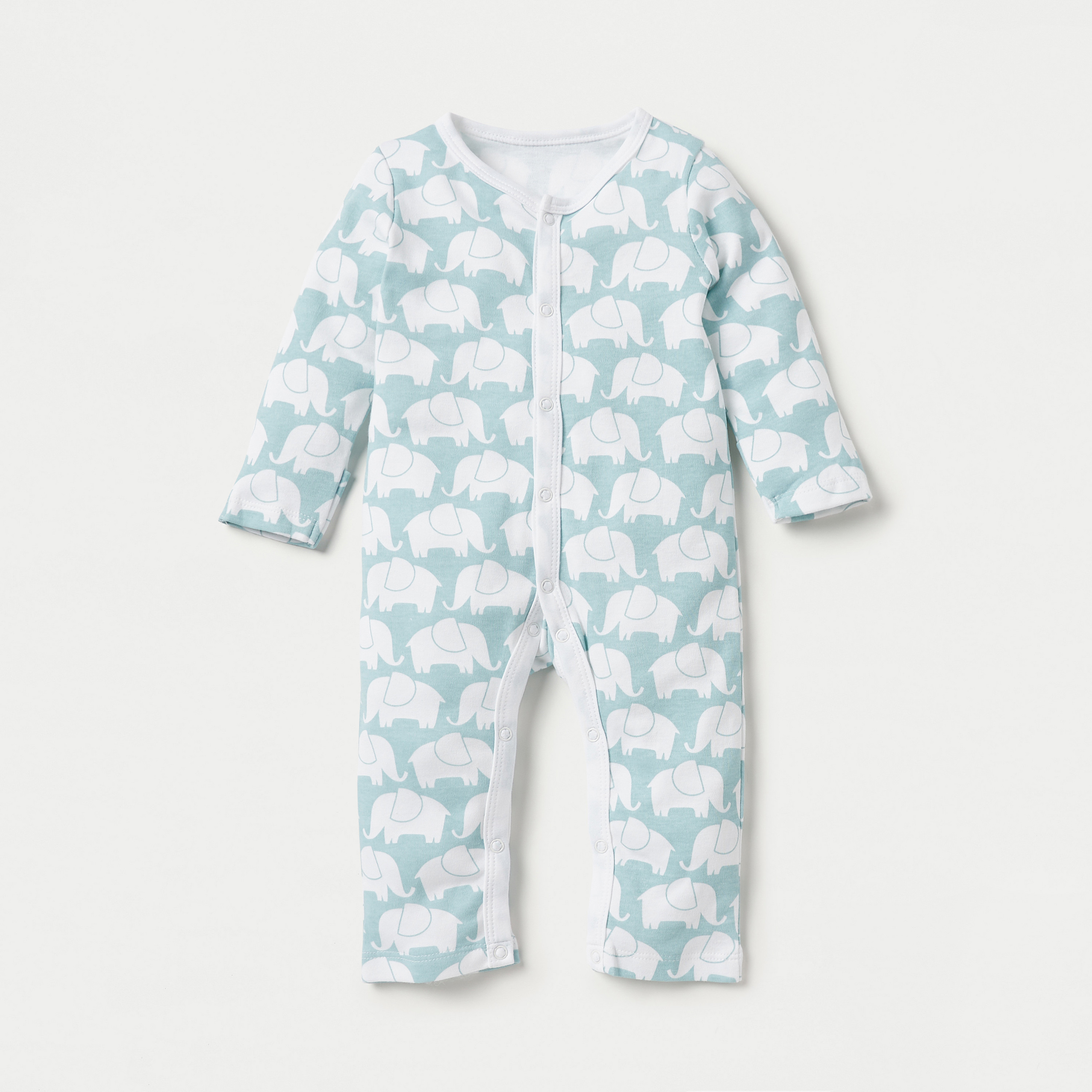 Juniors Elephant Print Sleepsuit with Long Sleeves - Set of 3-baby-boys-clothing-nightwear-sleepsuits-image-4