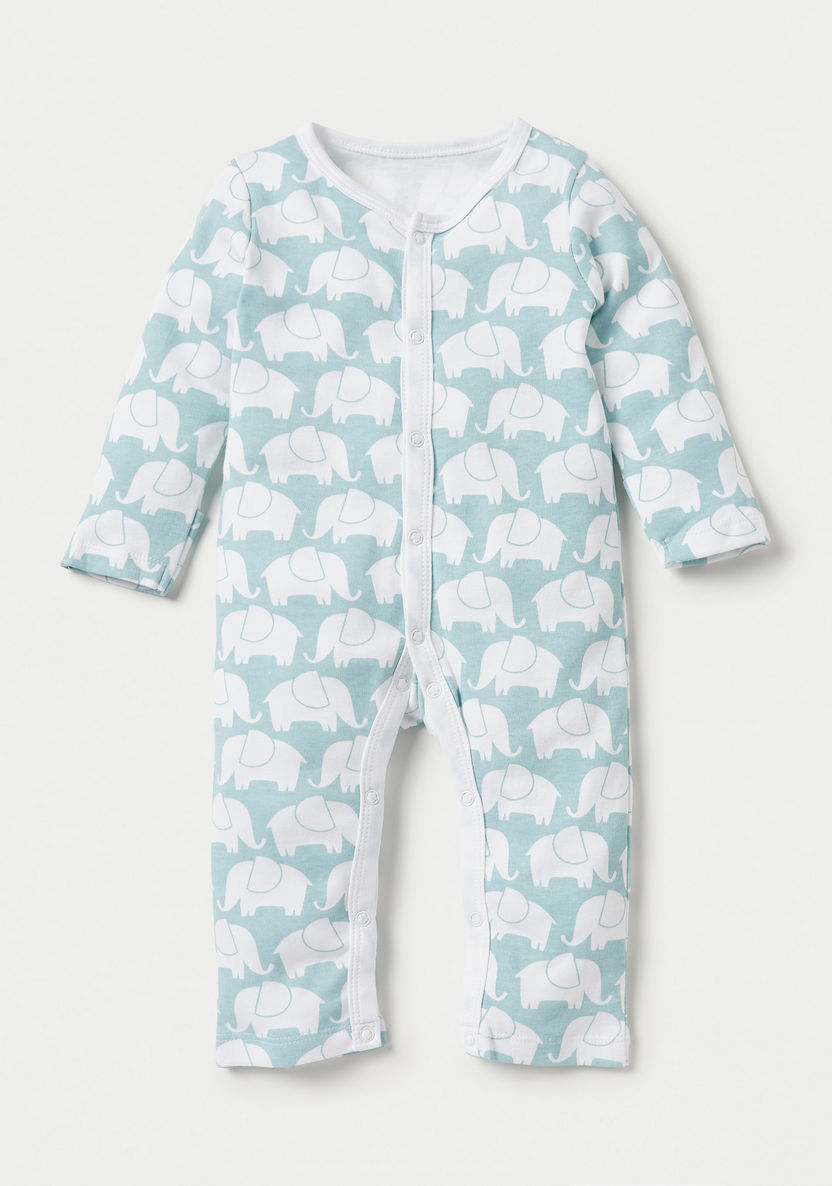 Juniors Elephant Print Sleepsuit with Long Sleeves - Set of 3-Sleepsuits-image-3