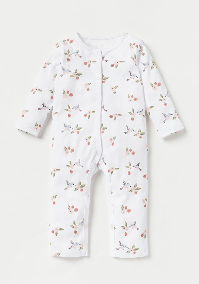 Juniors Bird Print Sleepsuit with Long Sleeves - Set of 3-Sleepsuits-image-1