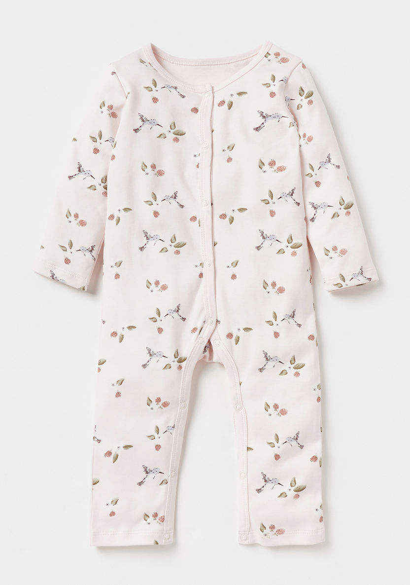 Juniors Bird Print Sleepsuit with Long Sleeves - Set of 3-Sleepsuits-image-2