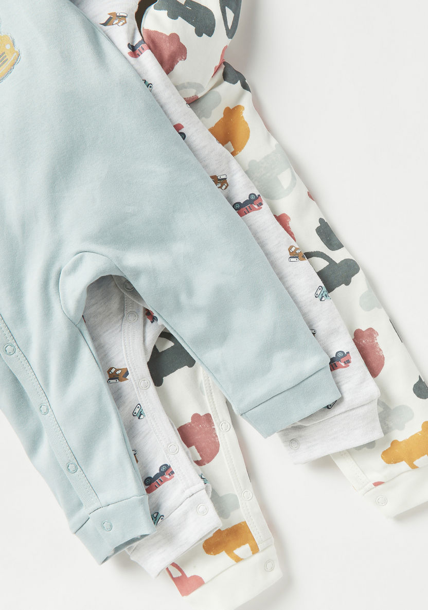 Juniors Printed Sleepsuit with Long Sleeves - Set of 3-Sleepsuits-image-5