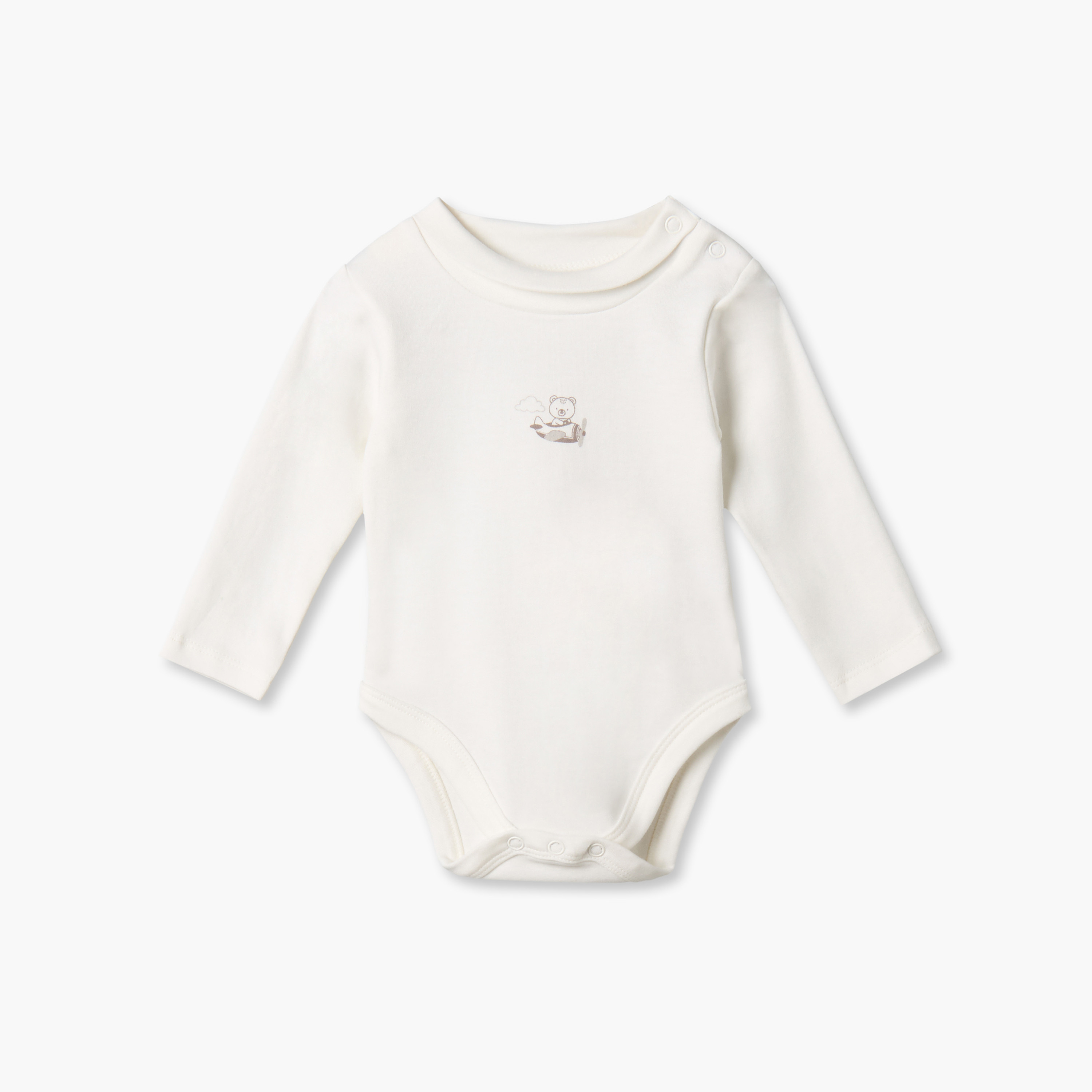 Pack of 2 Juniors Crew Neck Long Sleeves Bodysuit with Snap Button Closure-baby-boys-clothing-bodysuits-image-2