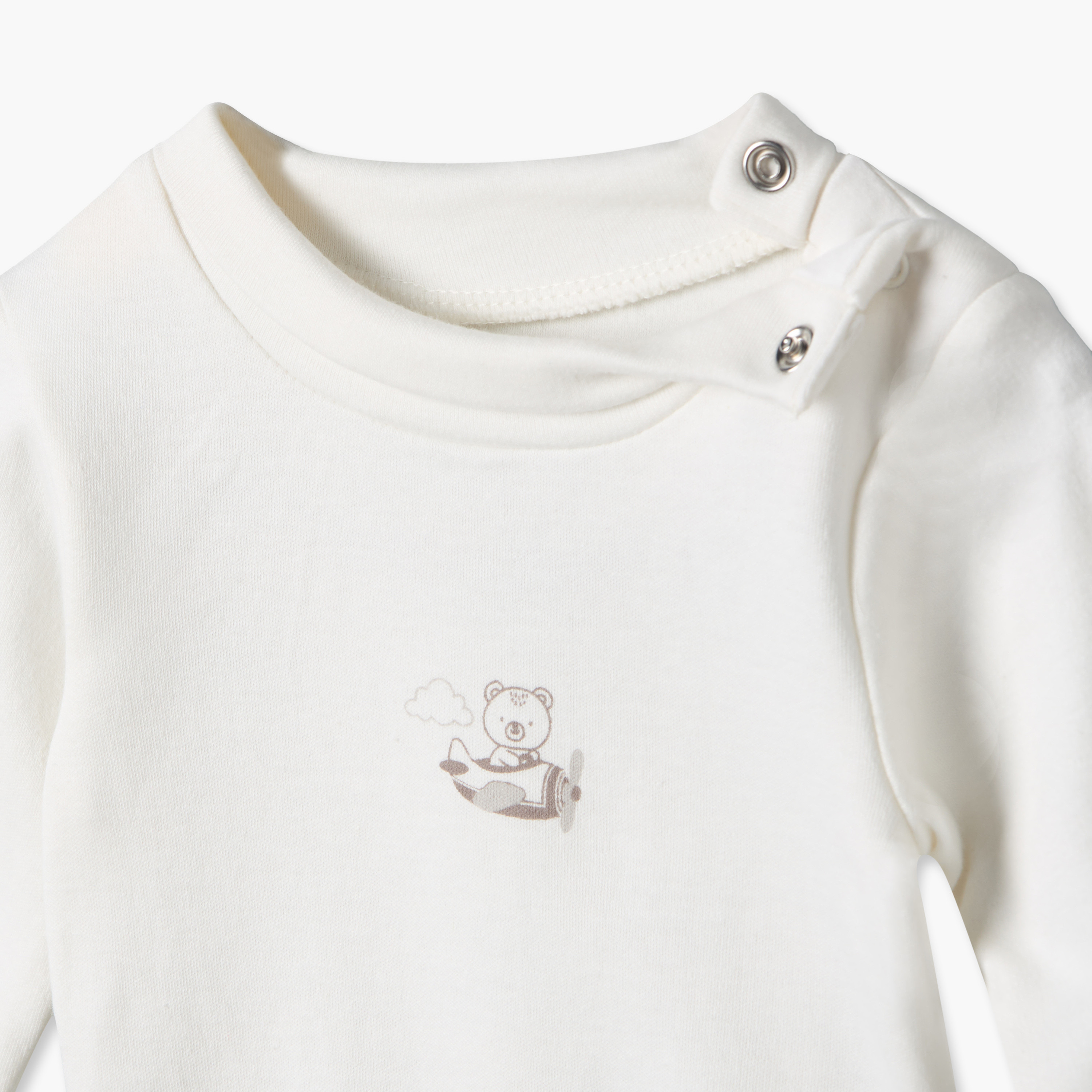 Pack of 2 Juniors Crew Neck Long Sleeves Bodysuit with Snap Button Closure-baby-boys-clothing-bodysuits-image-4