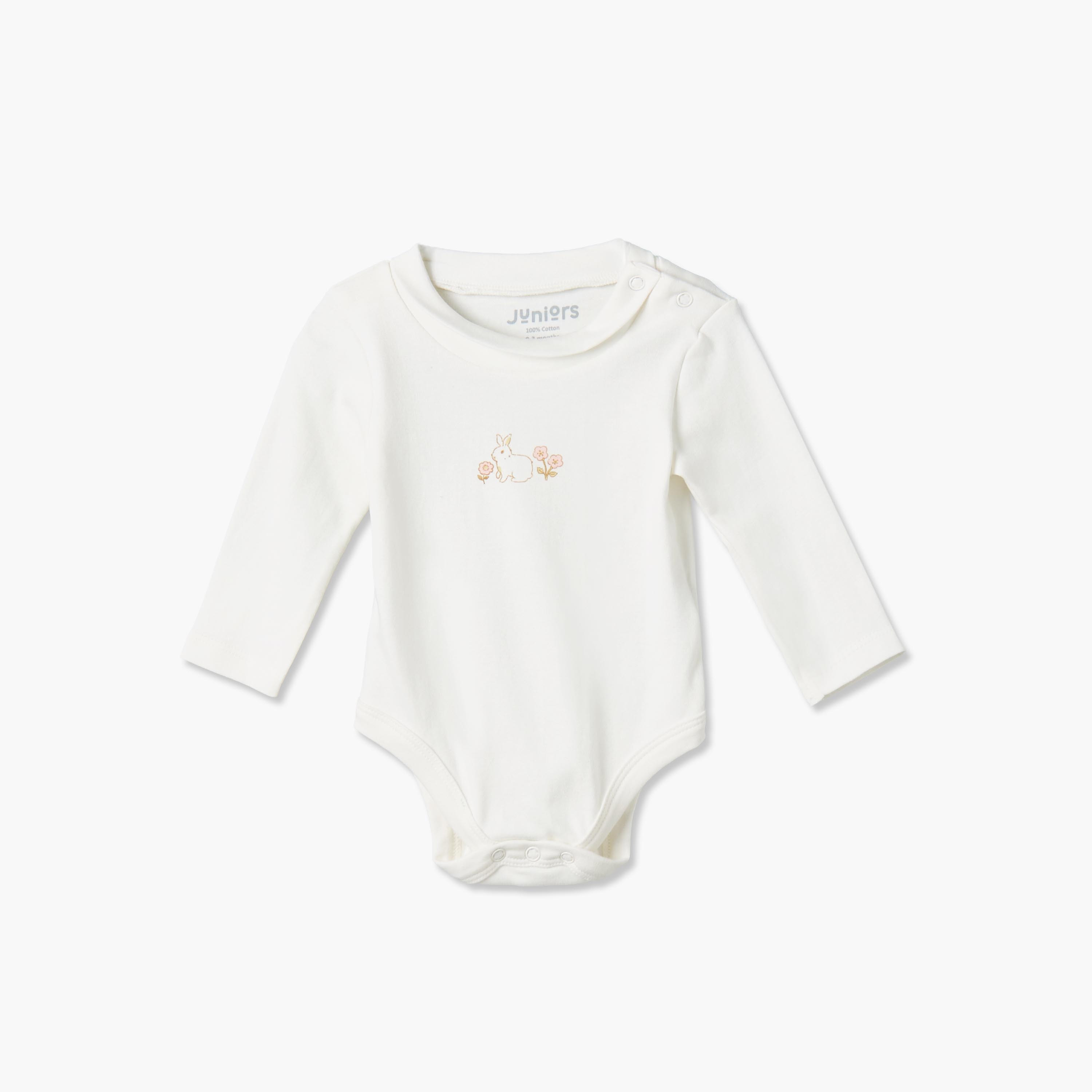 Pack of 2 Juniors Cotton Crew Neck Long Sleeves Bodysuit with Floral Print-baby-girls-clothing-winterwear-bodysuits-image-6