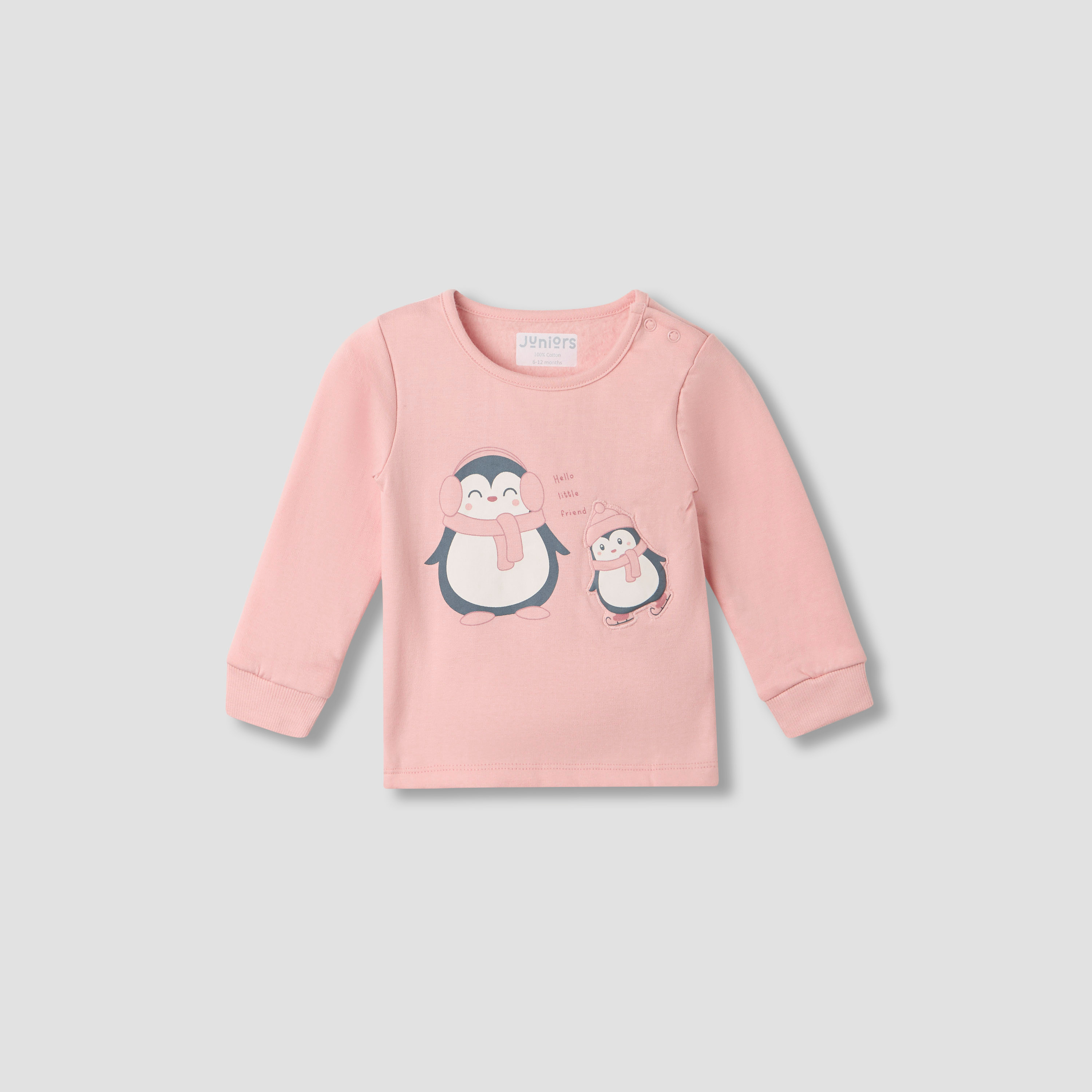 Juniors Pyjama Set with Penguin Applique - Cotton - Long Sleeves - Crew Neck-baby-girls-clothing-nightwear-pyjamasets-image-2