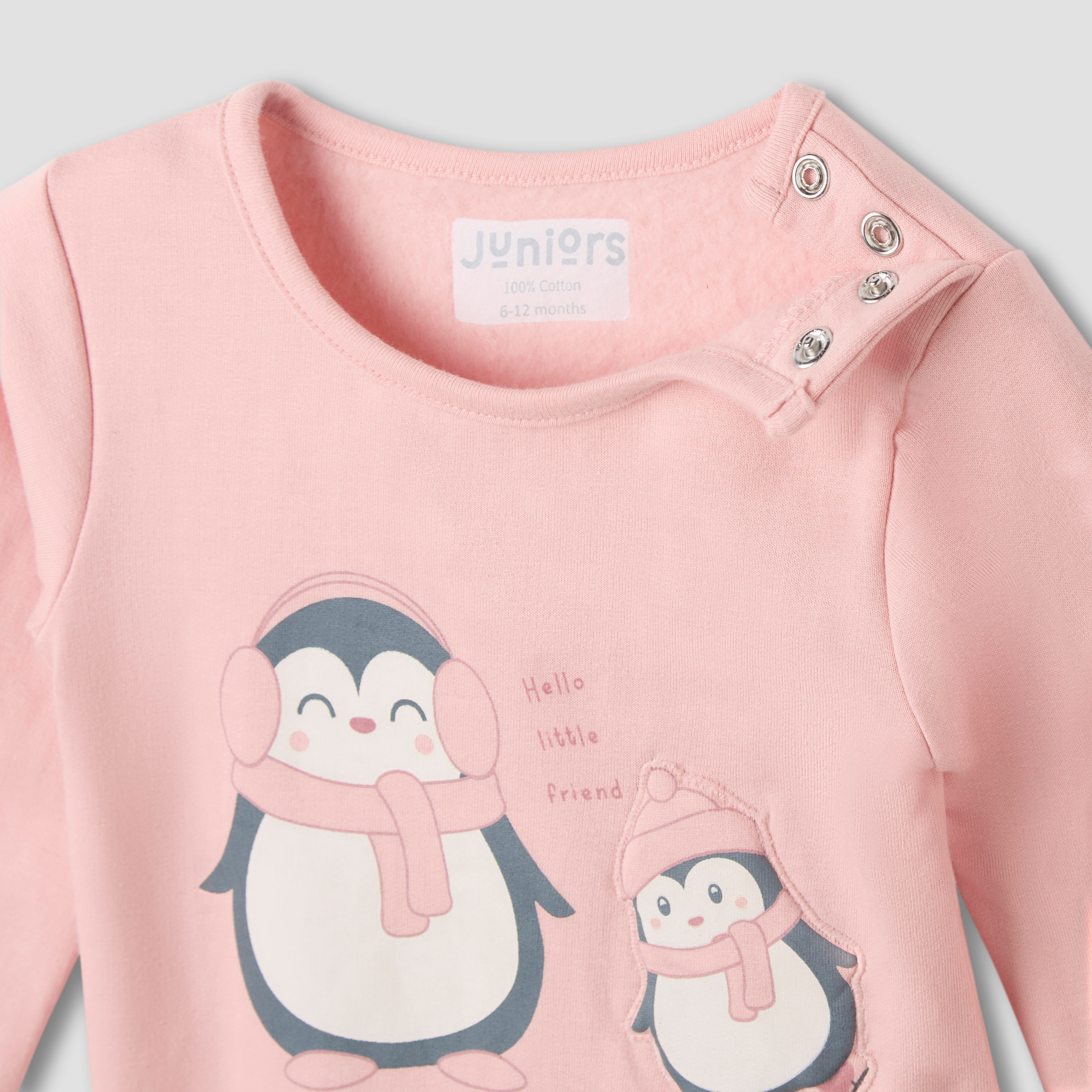 Juniors Pyjama Set with Penguin Applique - Cotton - Long Sleeves - Crew Neck-baby-girls-clothing-nightwear-pyjamasets-image-4
