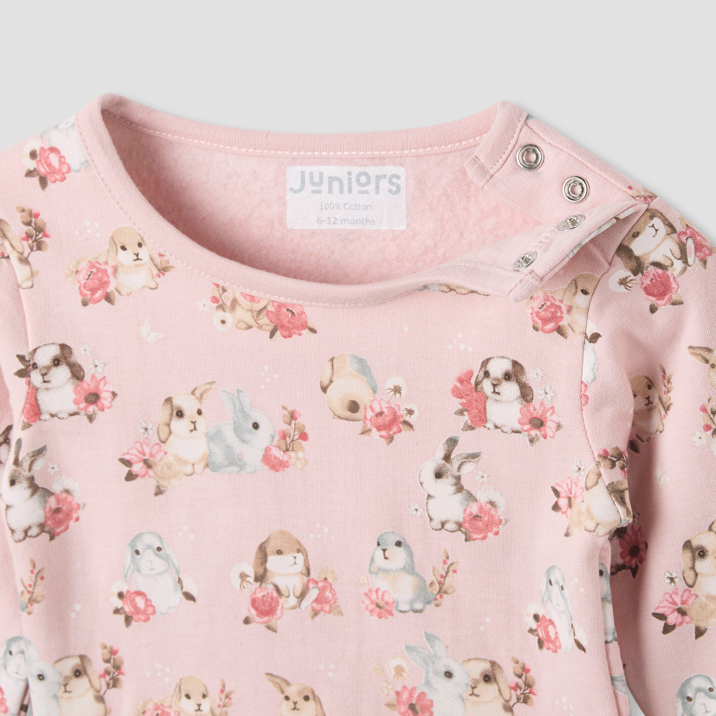 Juniors Pyjama Set with Bunny Print - Cotton - Long Sleeves - Round Neck-baby-girls-clothing-nightwear-pyjamasets-image-4