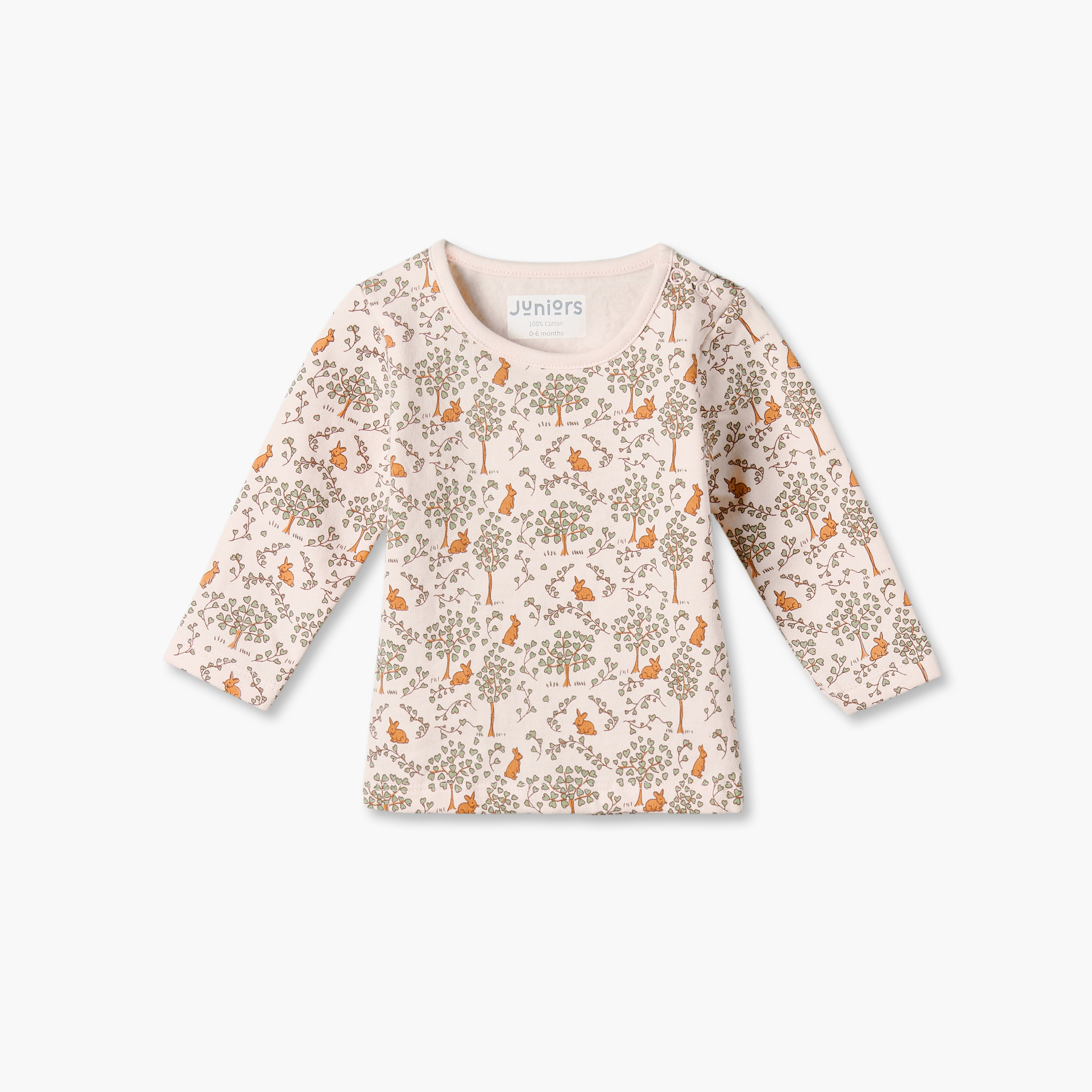 Juniors Cotton Round Neck Long Sleeves Pyjama Set with Rabbit Print-baby-girls-clothing-nightwear-pyjamasets-image-2