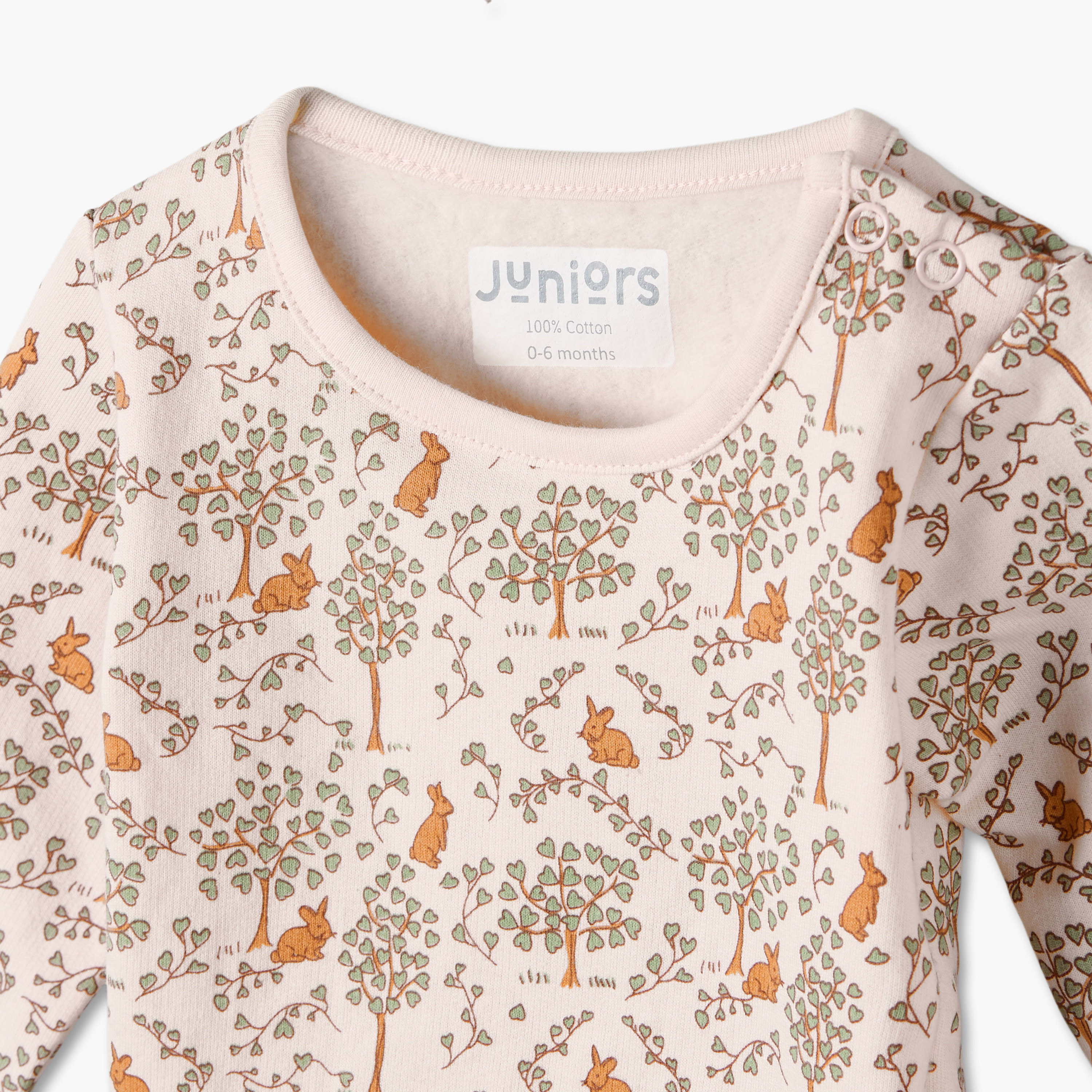 Juniors Cotton Round Neck Long Sleeves Pyjama Set with Rabbit Print-baby-girls-clothing-nightwear-pyjamasets-image-6