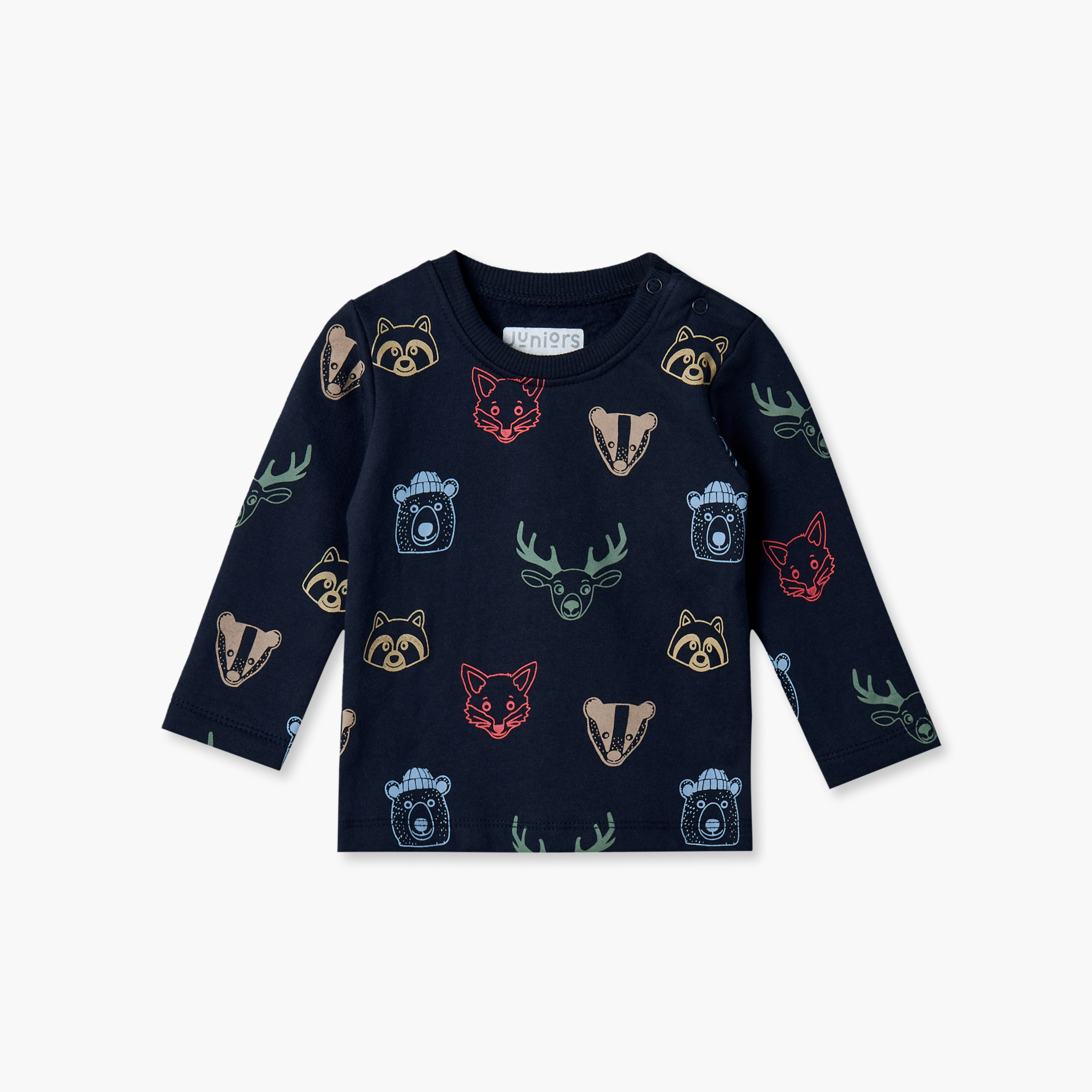 Juniors Cotton Crew Neck Long Sleeves Pyjama Set with Snap Button Closure-baby-boys-clothing-nightwear-pyjamasets-image-2