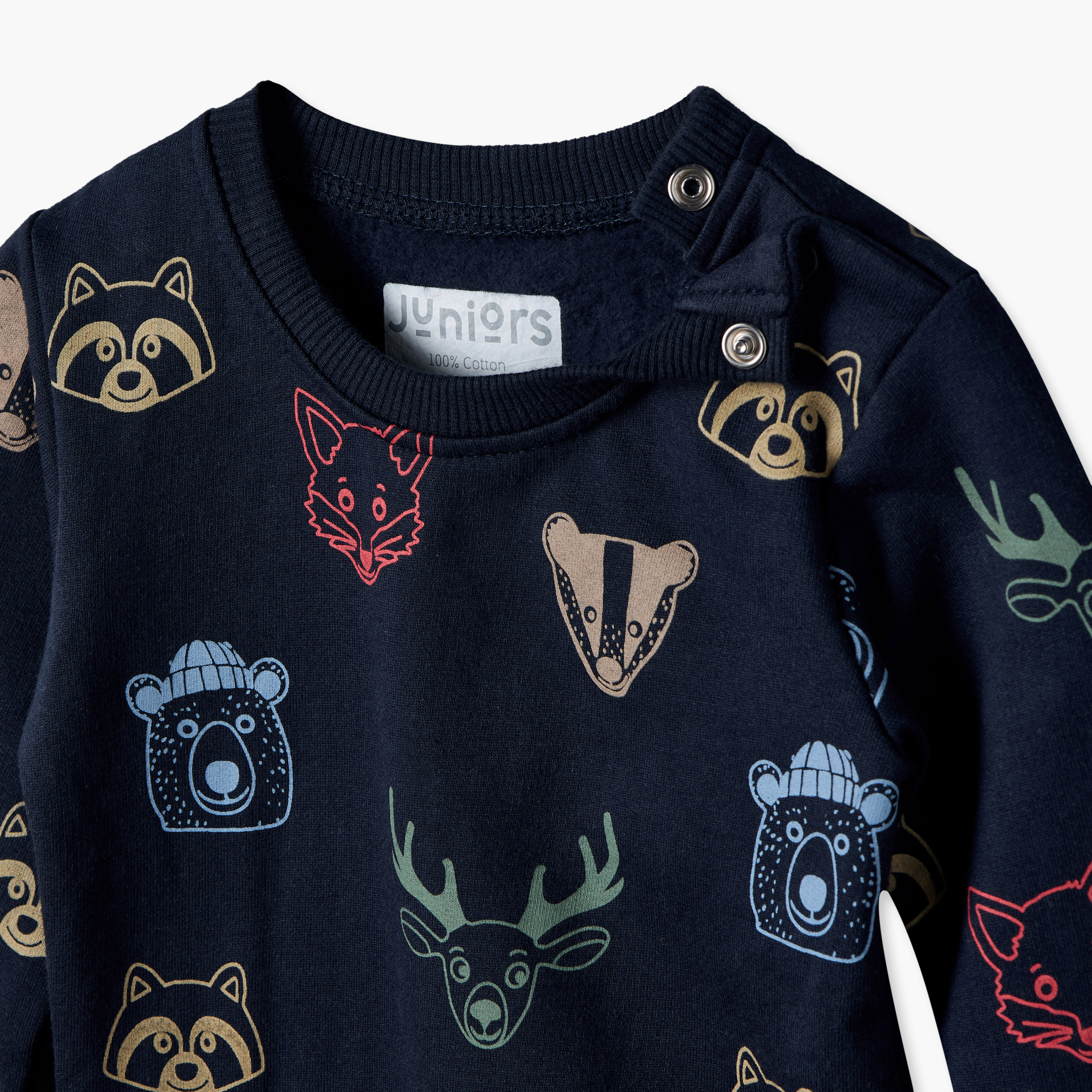 Juniors Cotton Crew Neck Long Sleeves Pyjama Set with Snap Button Closure-baby-boys-clothing-nightwear-pyjamasets-image-6