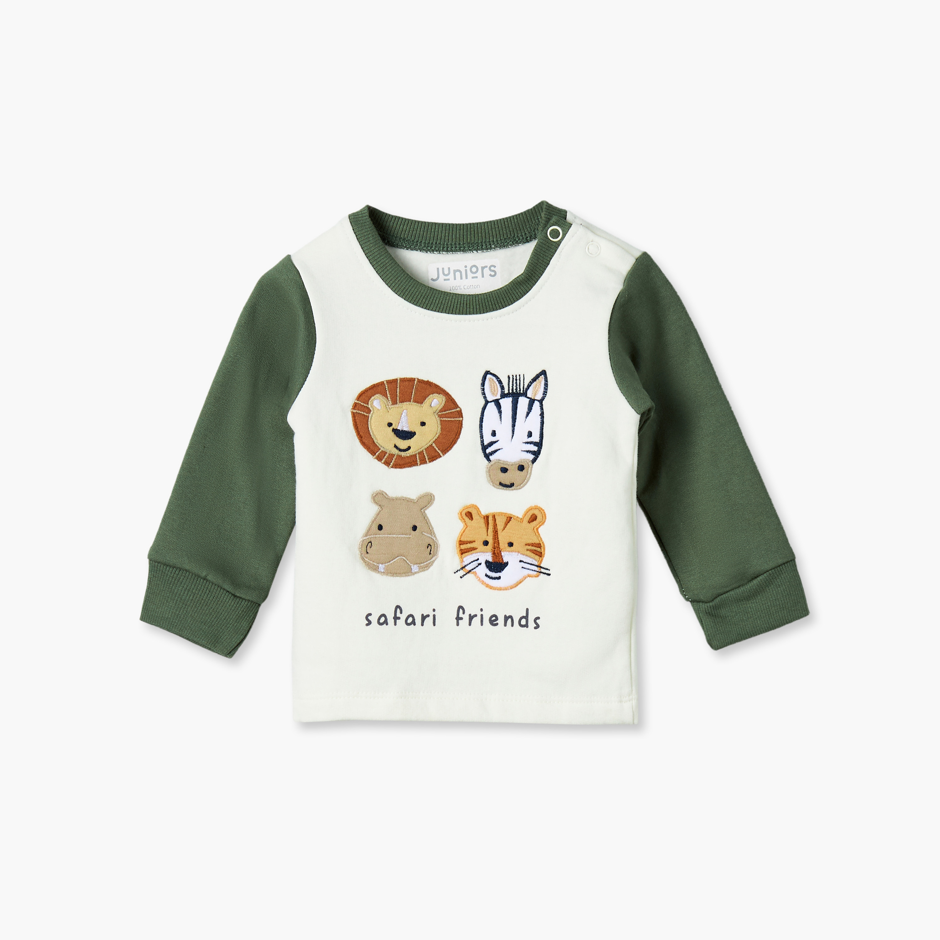 طقم بيجاما قطن بياقة ضيقة وأكمام طويلة وتطريزات من جونيورز-baby-girls-clothing-nightwear-pyjamasets-image-2
