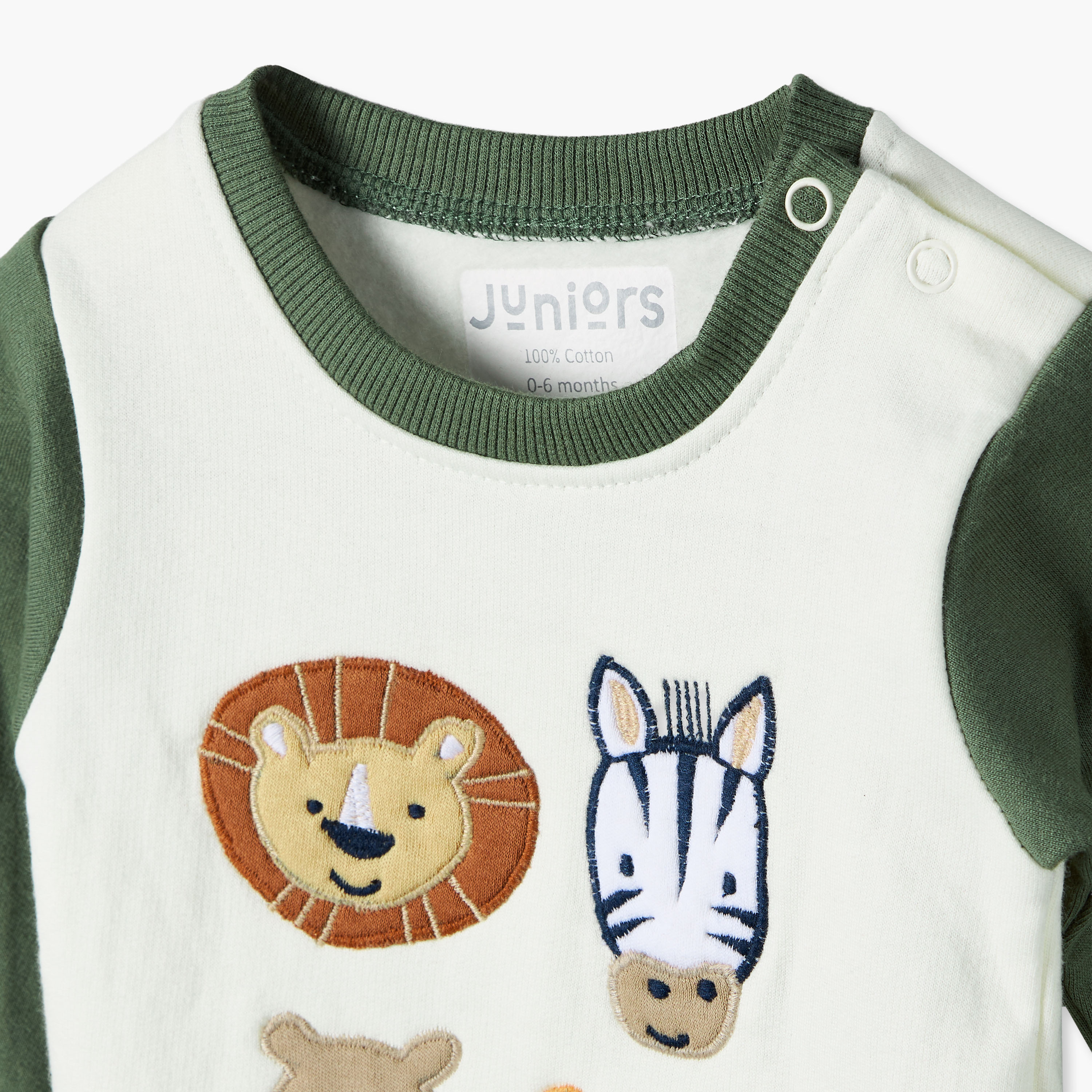 طقم بيجاما قطن بياقة ضيقة وأكمام طويلة وتطريزات من جونيورز-baby-girls-clothing-nightwear-pyjamasets-image-6