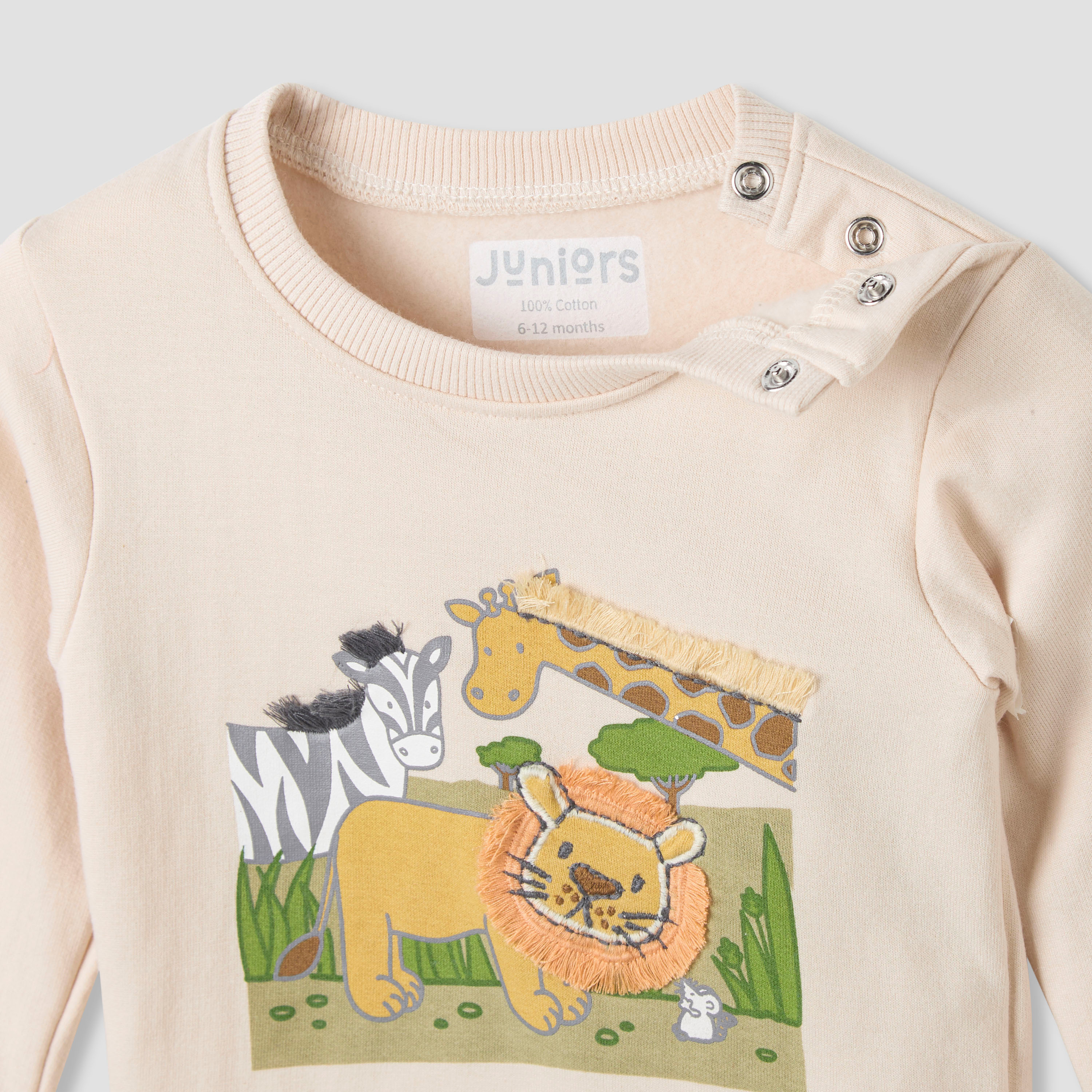 Juniors Pyjama Set with Animal Applique Detail - Cotton - Long Sleeves - Crew Neck-baby-boys-clothing-nightwear-pyjamasets-image-4
