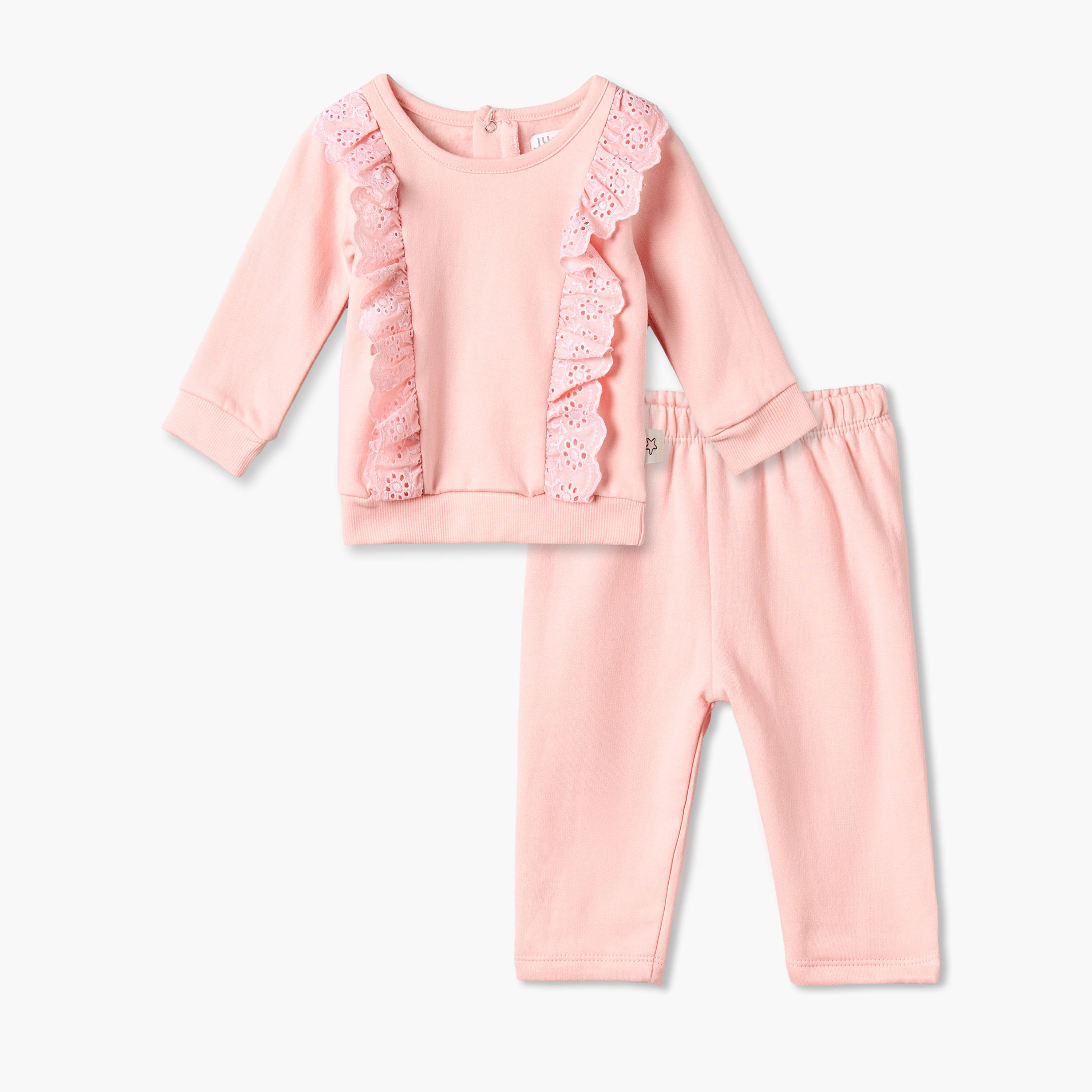 طقم بيجاما قطني بياقة مستديرة وأكمام طويلة بكباسين إغلاق من جونيورز-baby-boys-clothing-nightwear-pyjamasets-image-1