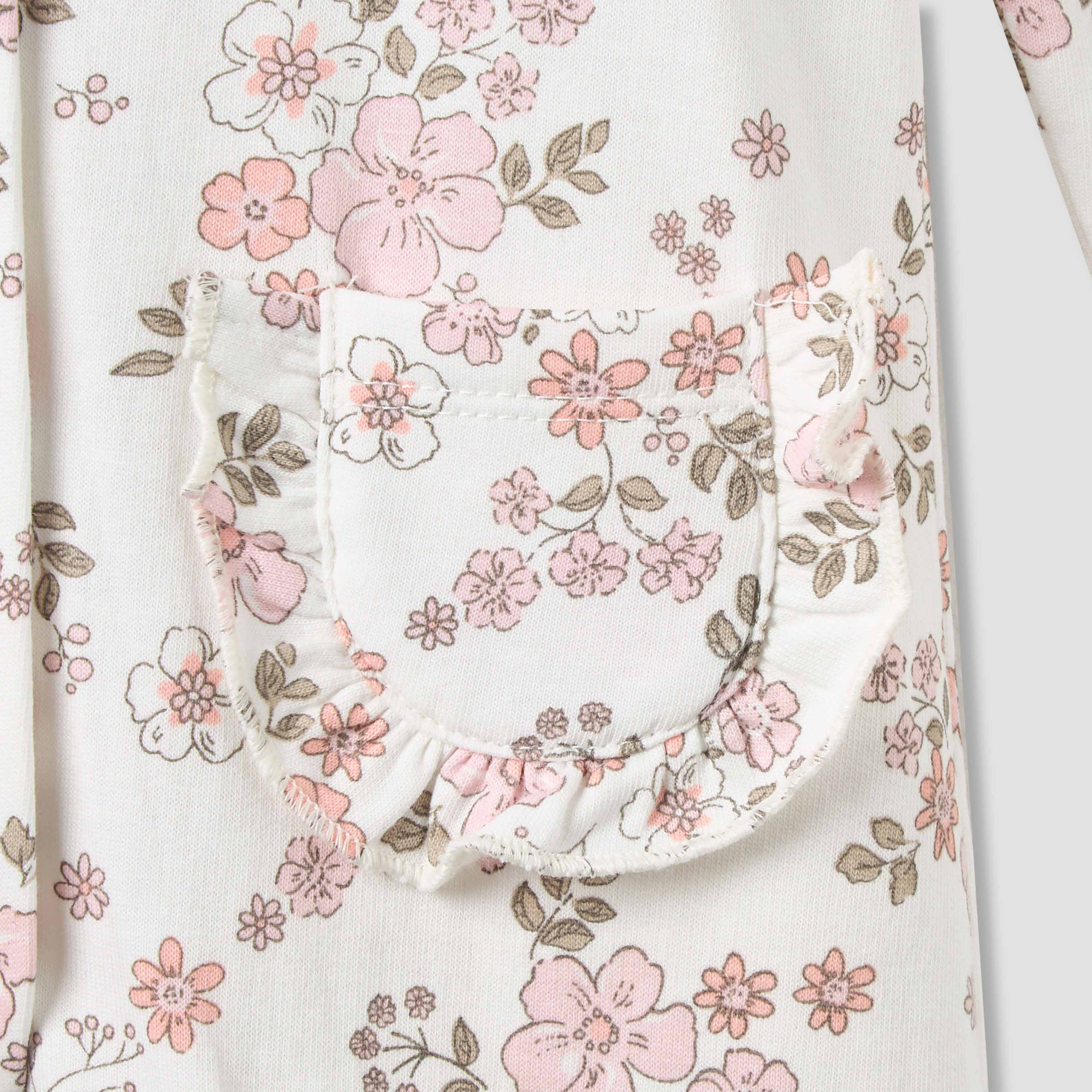 Juniors Cotton Hooded Long Sleeve Sleepsuit with Floral Print-baby-girls-clothing-nightwear-sleepsuits-image-5