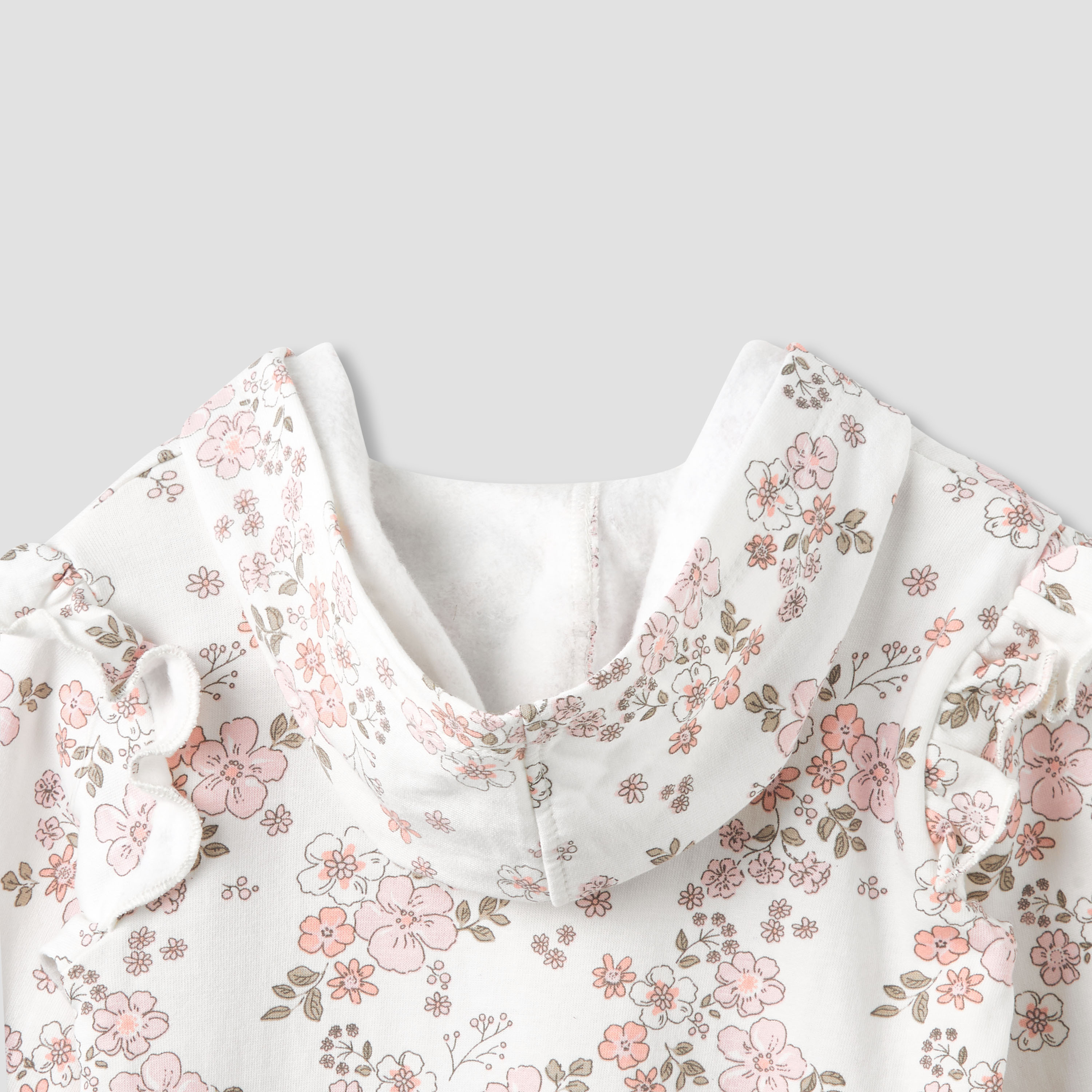 Juniors Cotton Hooded Long Sleeve Sleepsuit with Floral Print-baby-girls-clothing-nightwear-sleepsuits-image-7
