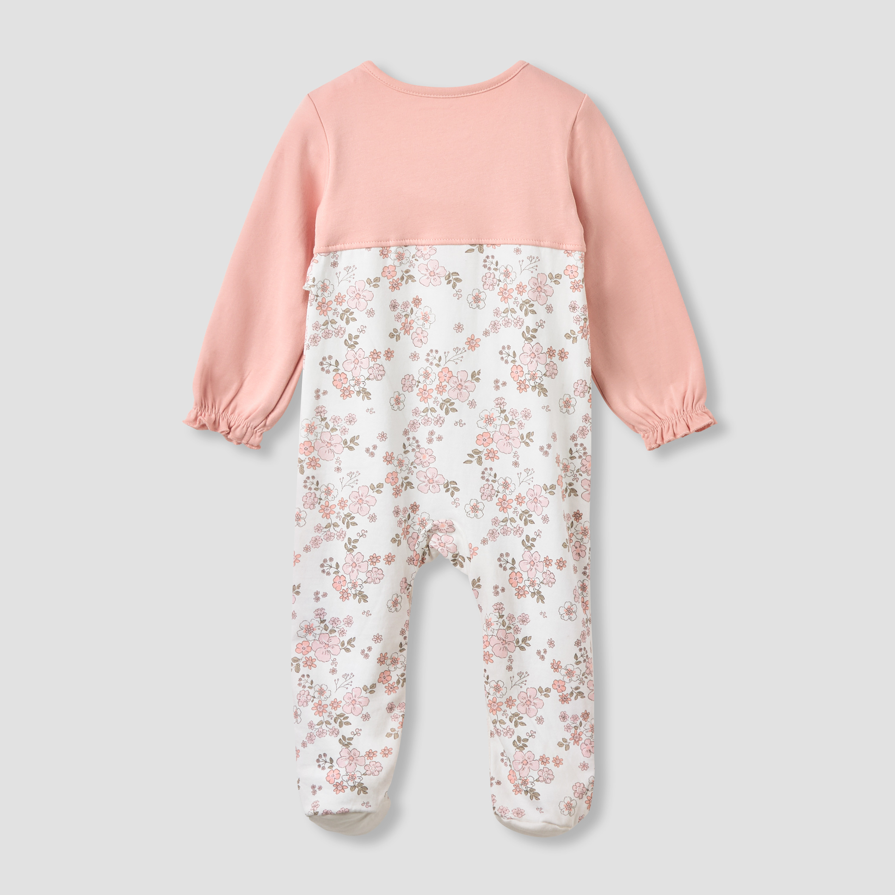 Juniors Cotton Round Neck Long Sleeve Sleepsuit with Floral Print-baby-girls-clothing-nightwear-sleepsuits-image-3