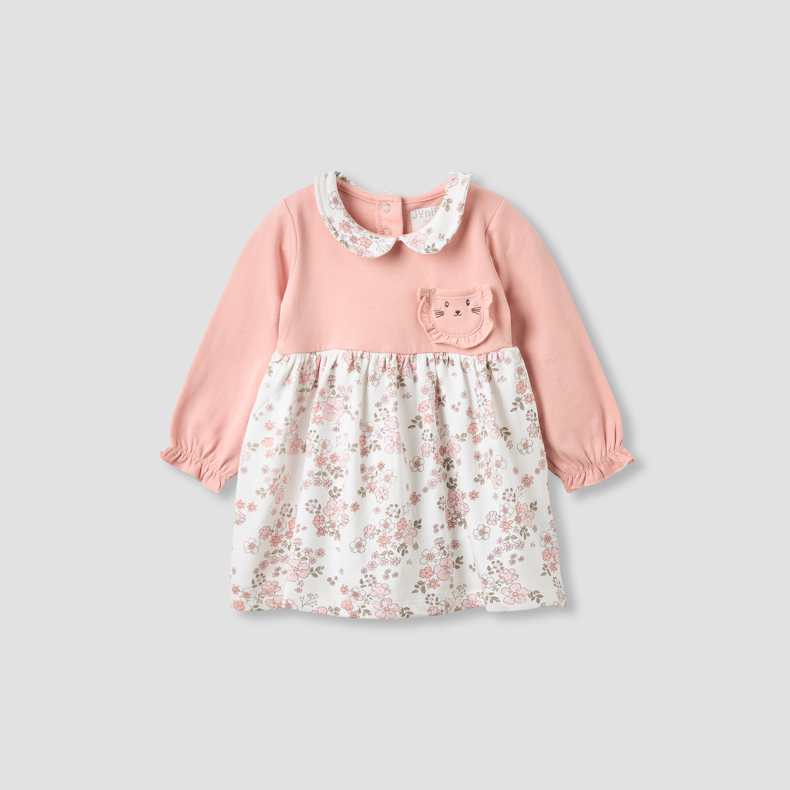 Juniors Peter Pan Collar Long Sleeves Dress with Floral Print-baby-girls-clothing-dressesandjumpsuits-image-2