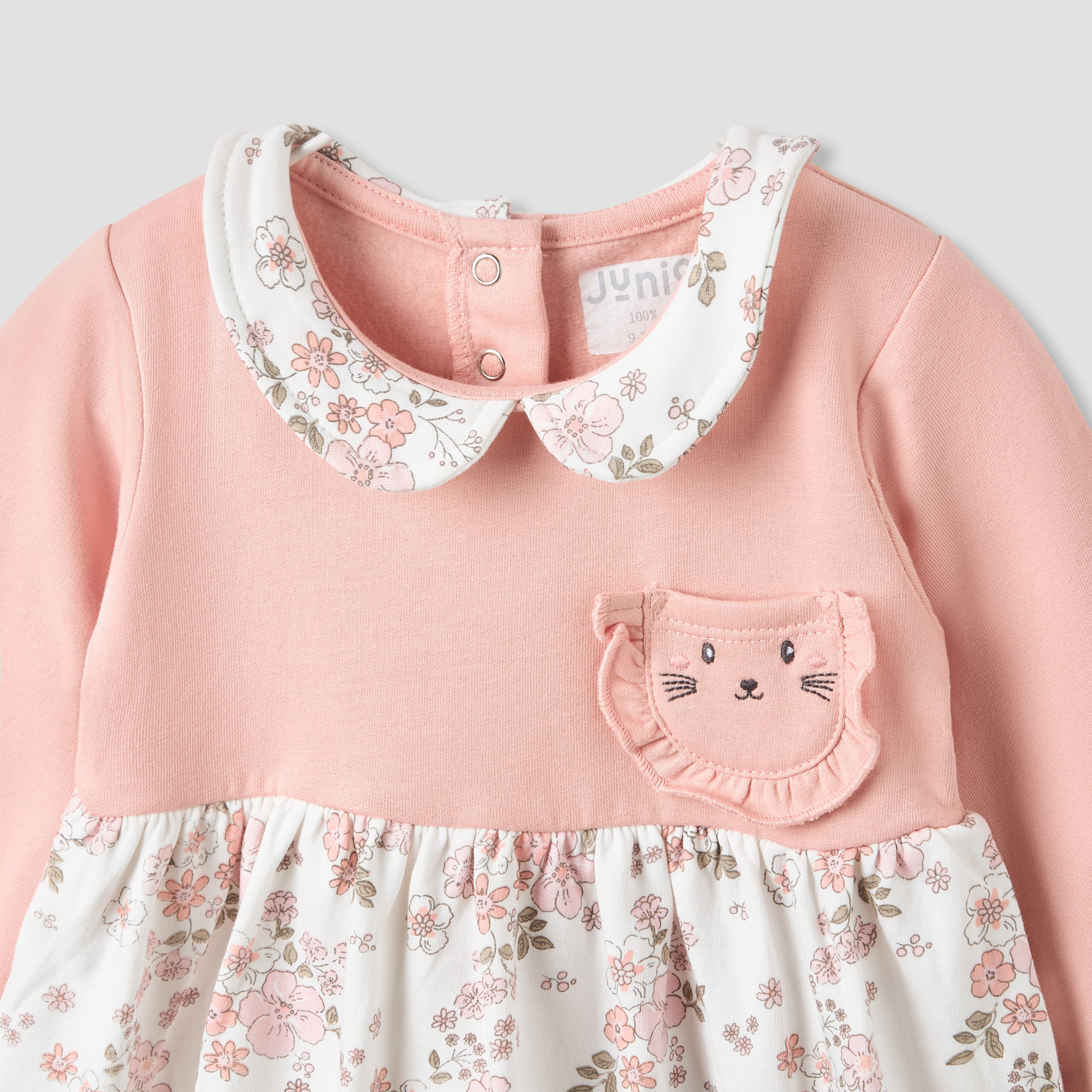 Juniors Peter Pan Collar Long Sleeves Dress with Floral Print-baby-girls-clothing-dressesandjumpsuits-image-4